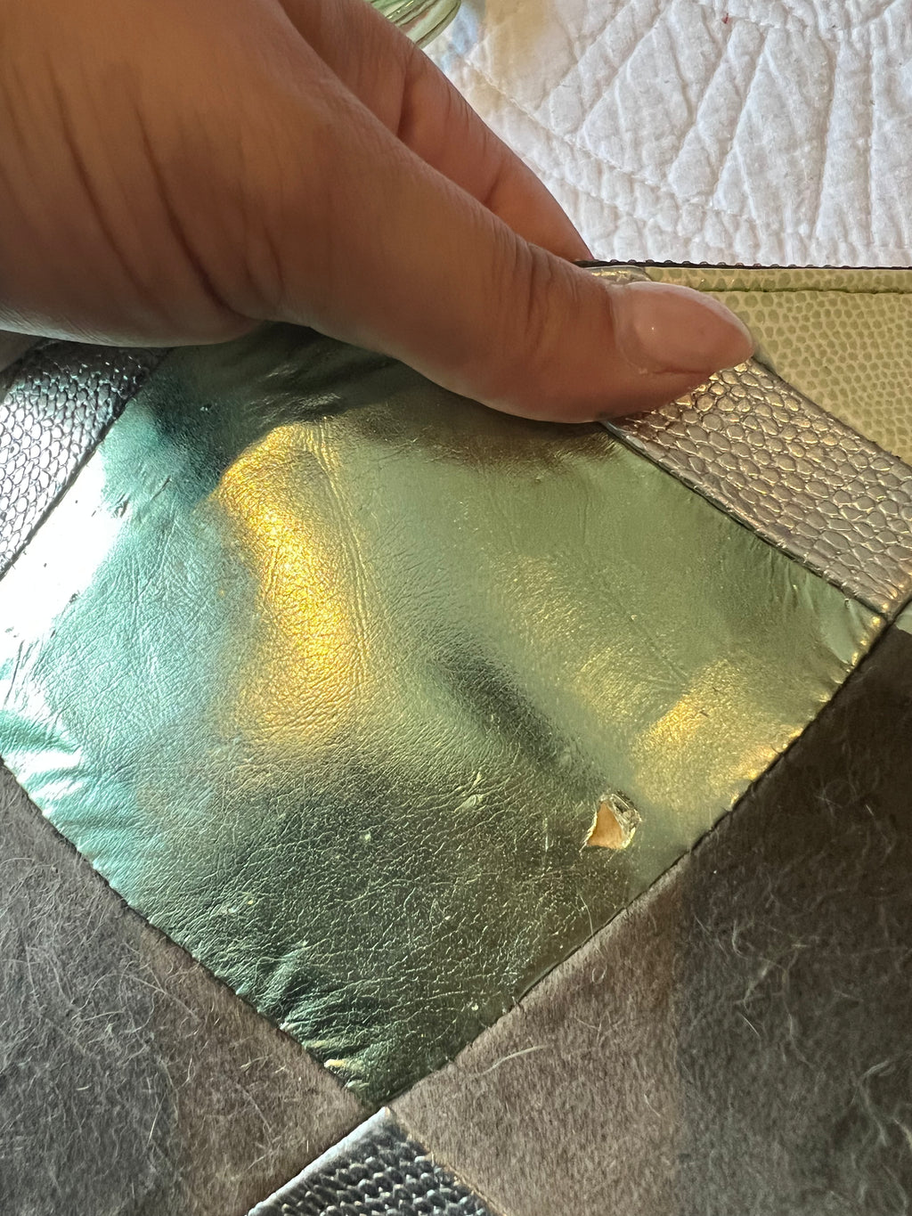 Green shimmer style clutch bag