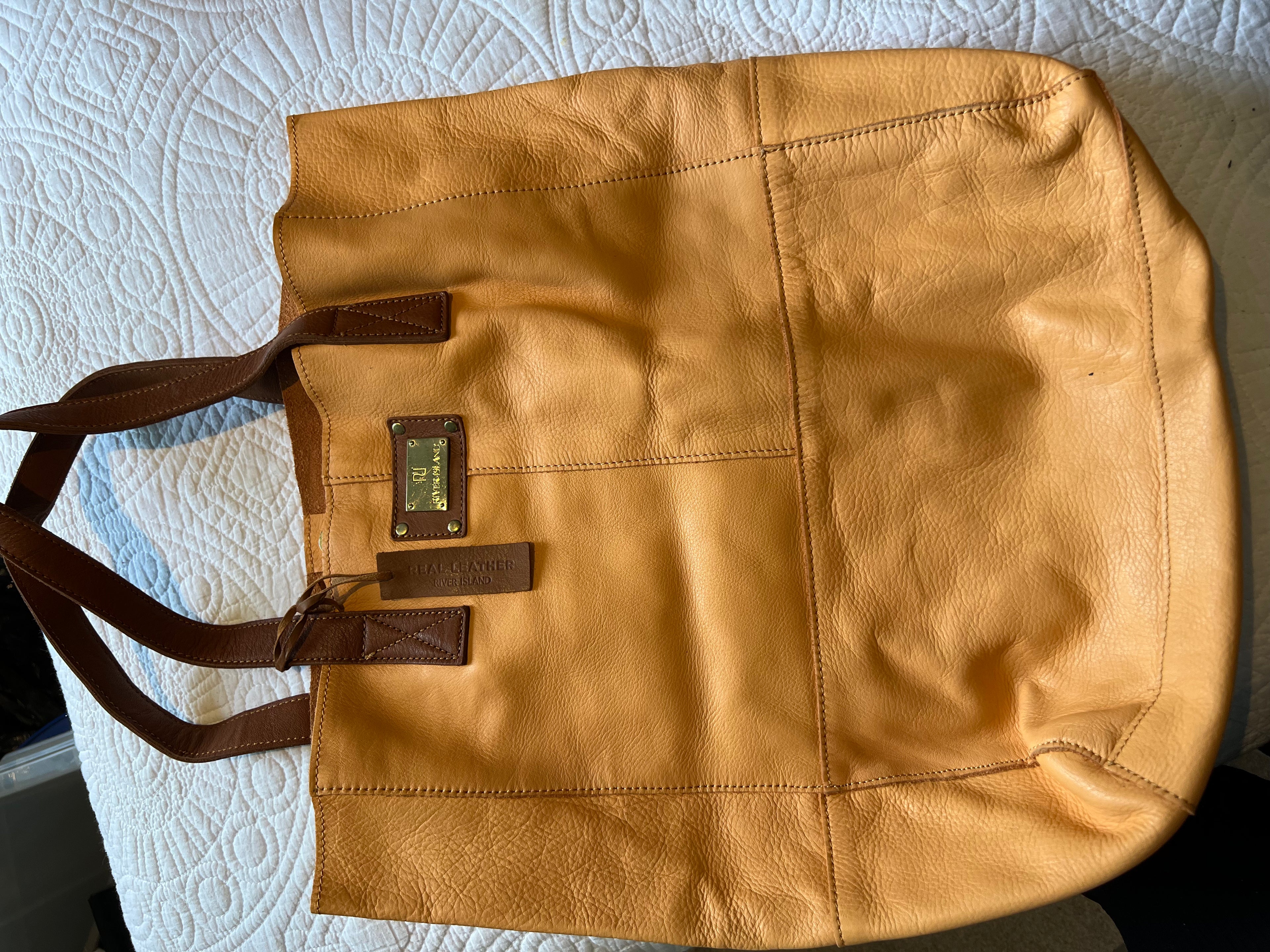 Orange leather bag (REAL LEATHER)