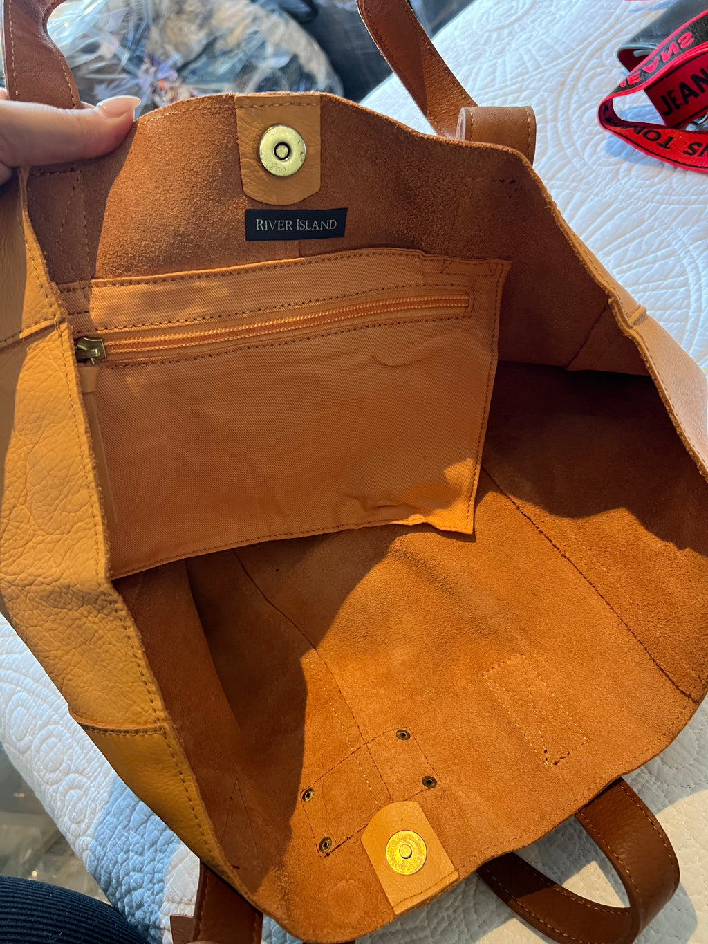 Orange leather bag (REAL LEATHER)