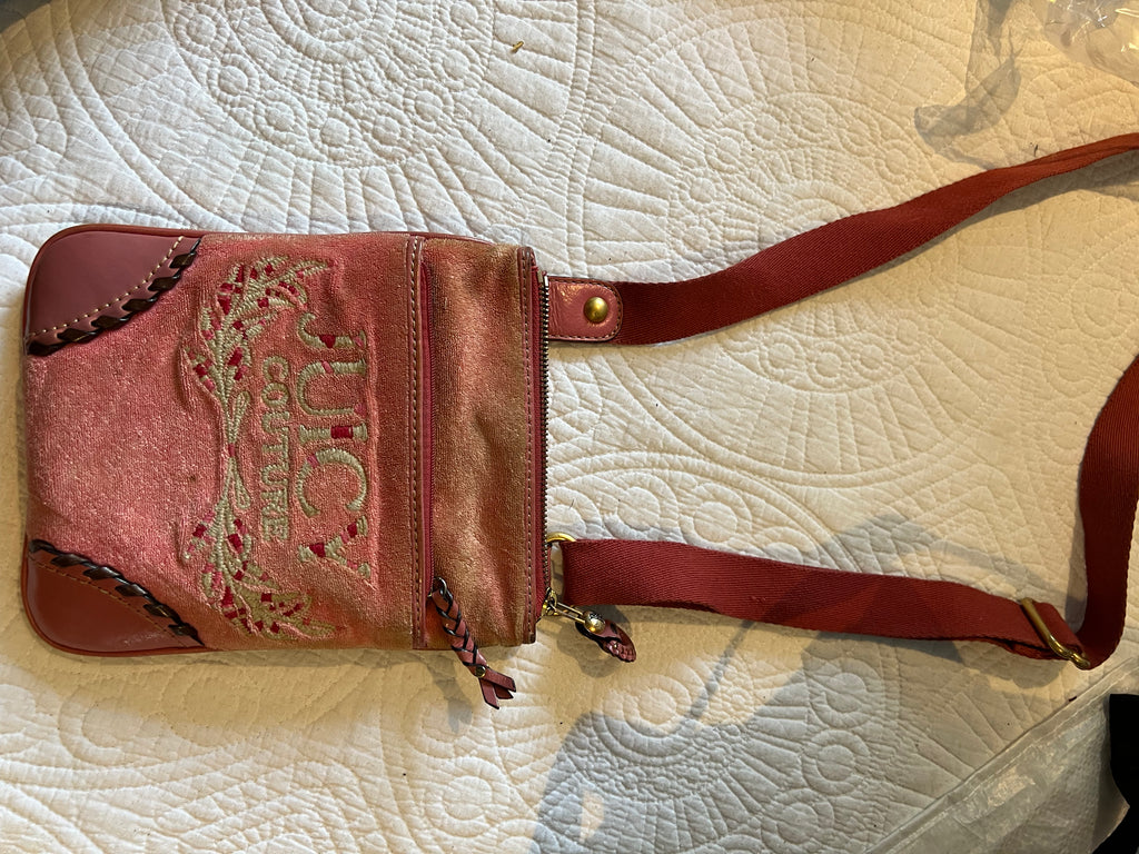 Juicy Couture Pink velvet style fabric shoulder bag