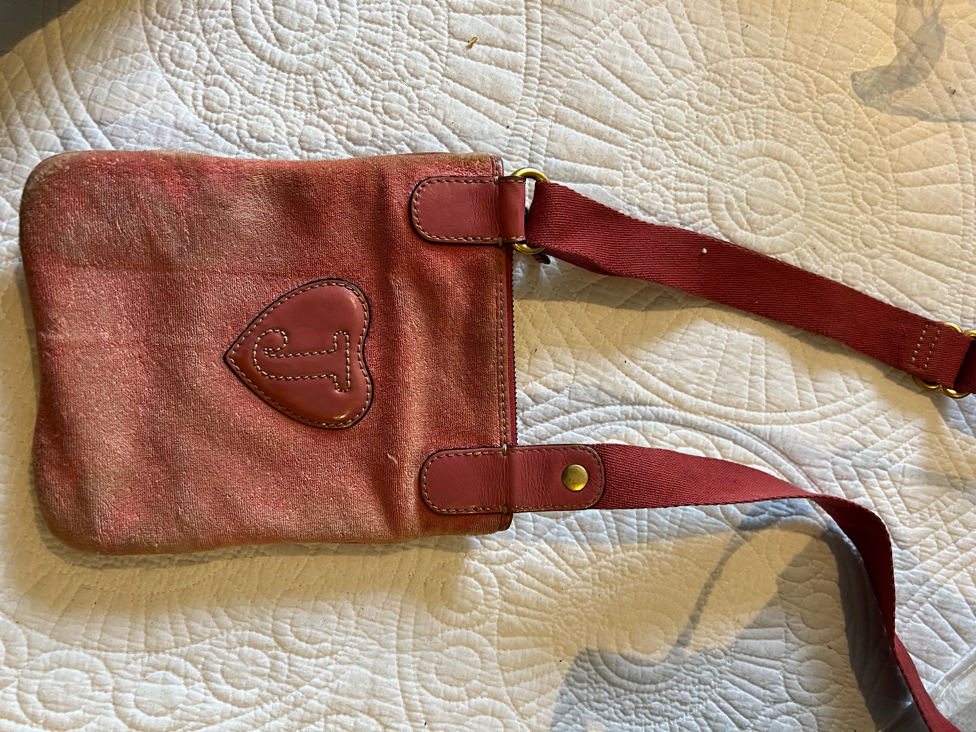 Juicy Couture Pink velvet style fabric shoulder bag