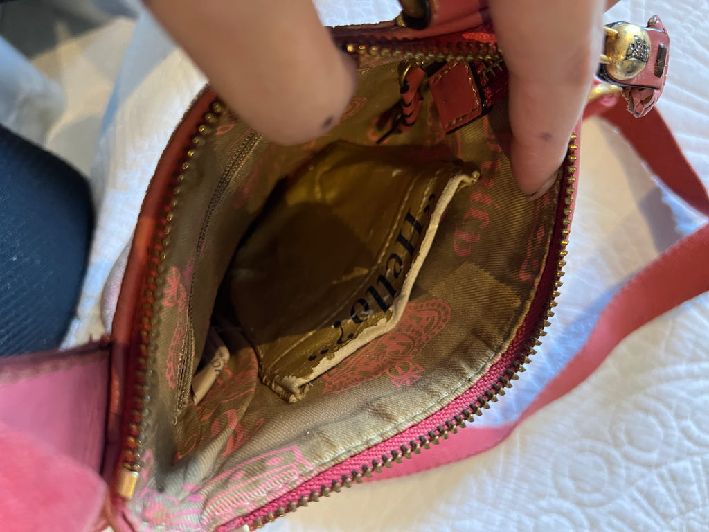 Juicy Couture Pink velvet style fabric shoulder bag