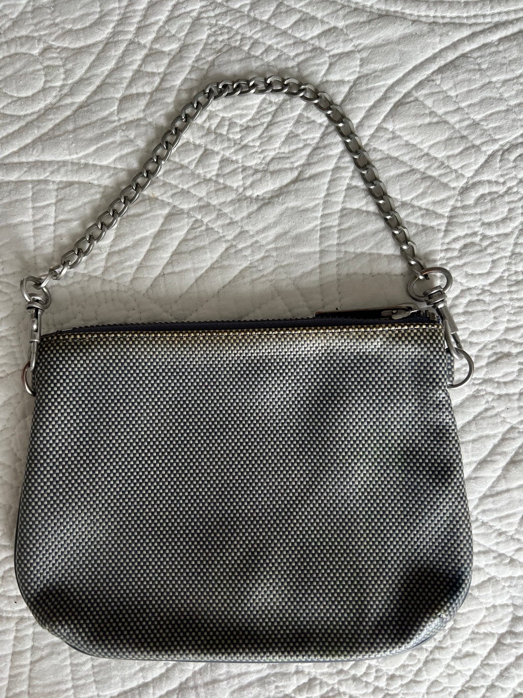 Grey / silver zip up purse