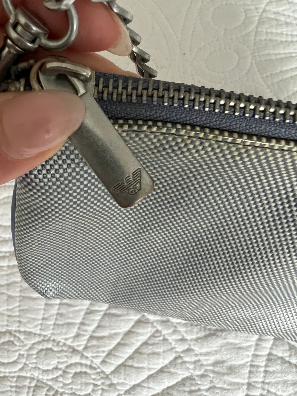 Grey / silver zip up purse
