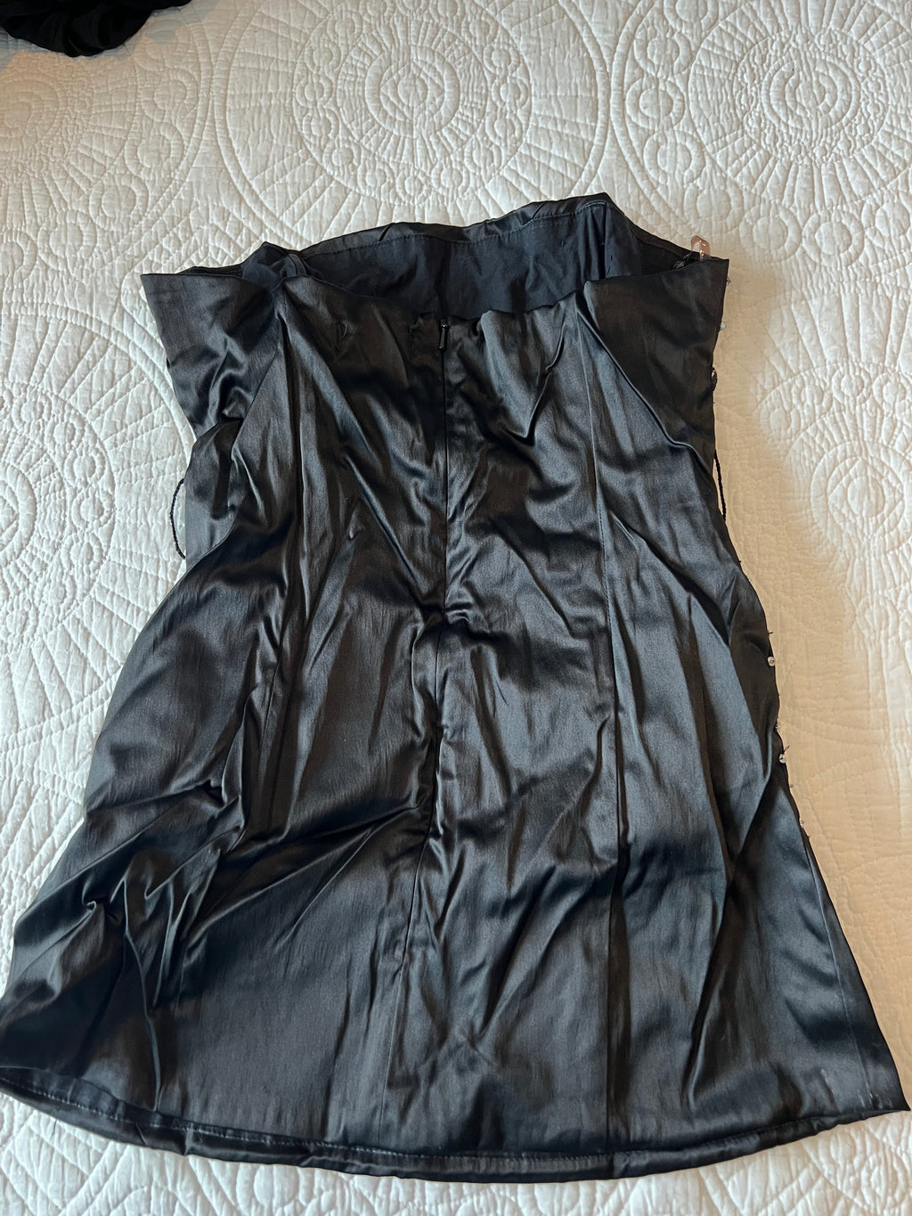 Black corset top / Silk effect material with jewels