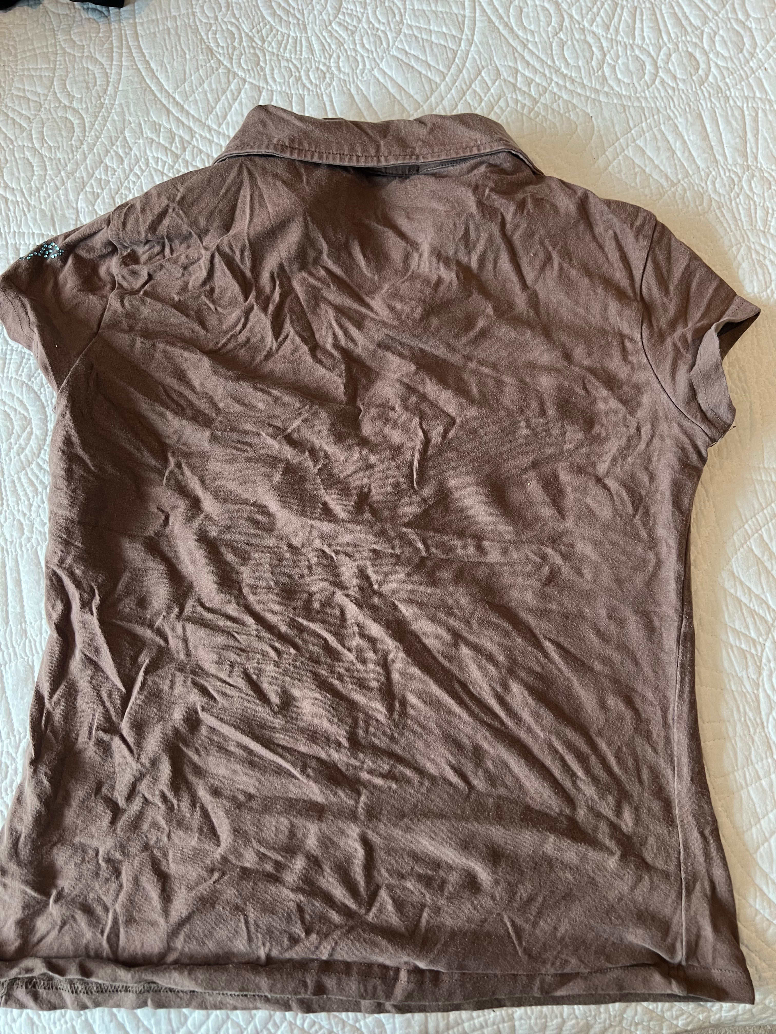 Brown short sleeve top / Button up