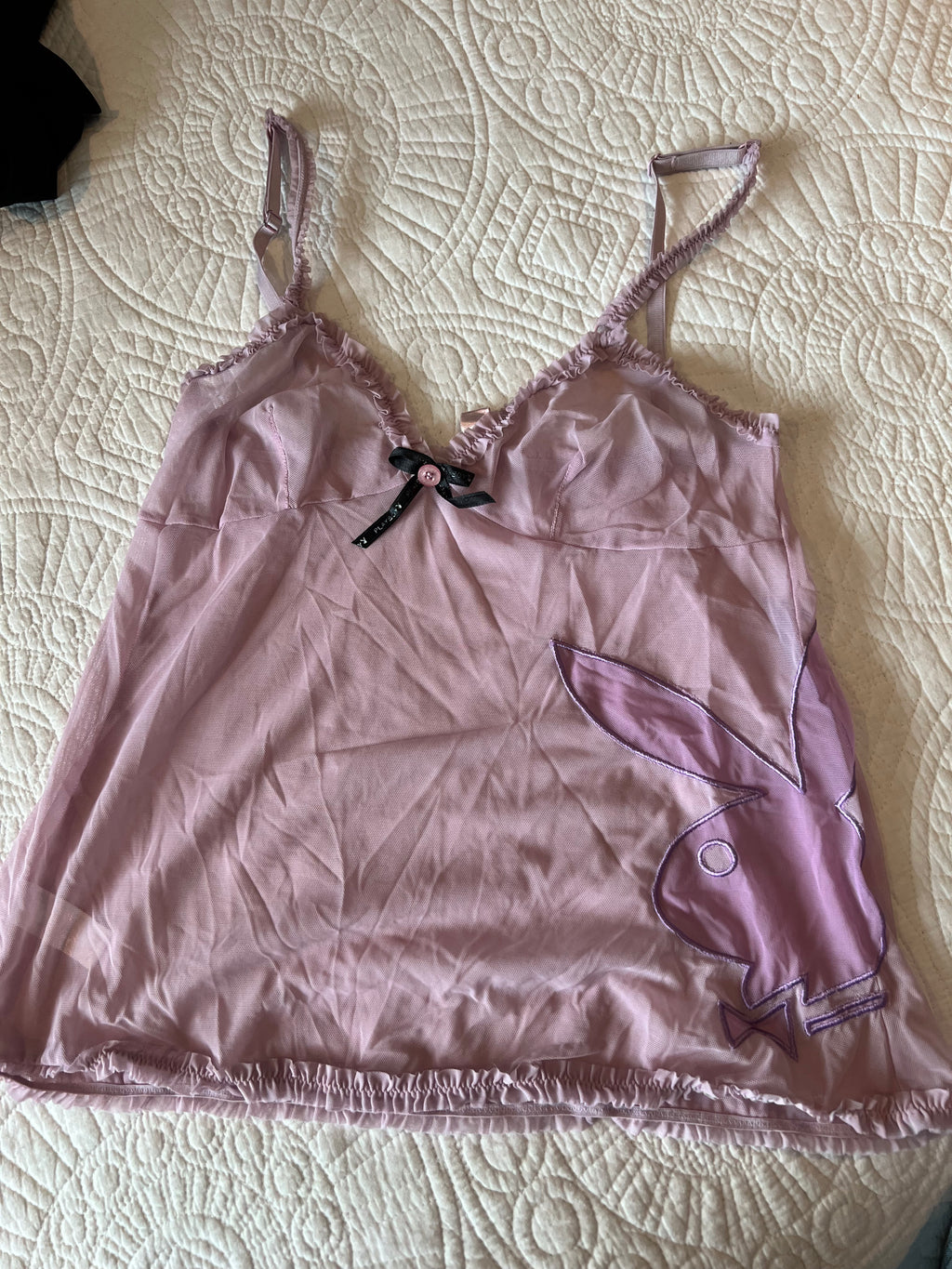 Pink Playboy mesh top