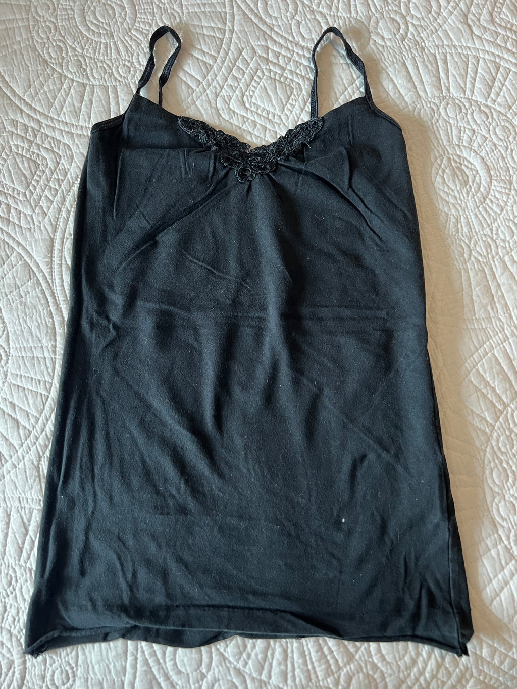 Black spagetti strap tank top / Lace detail
