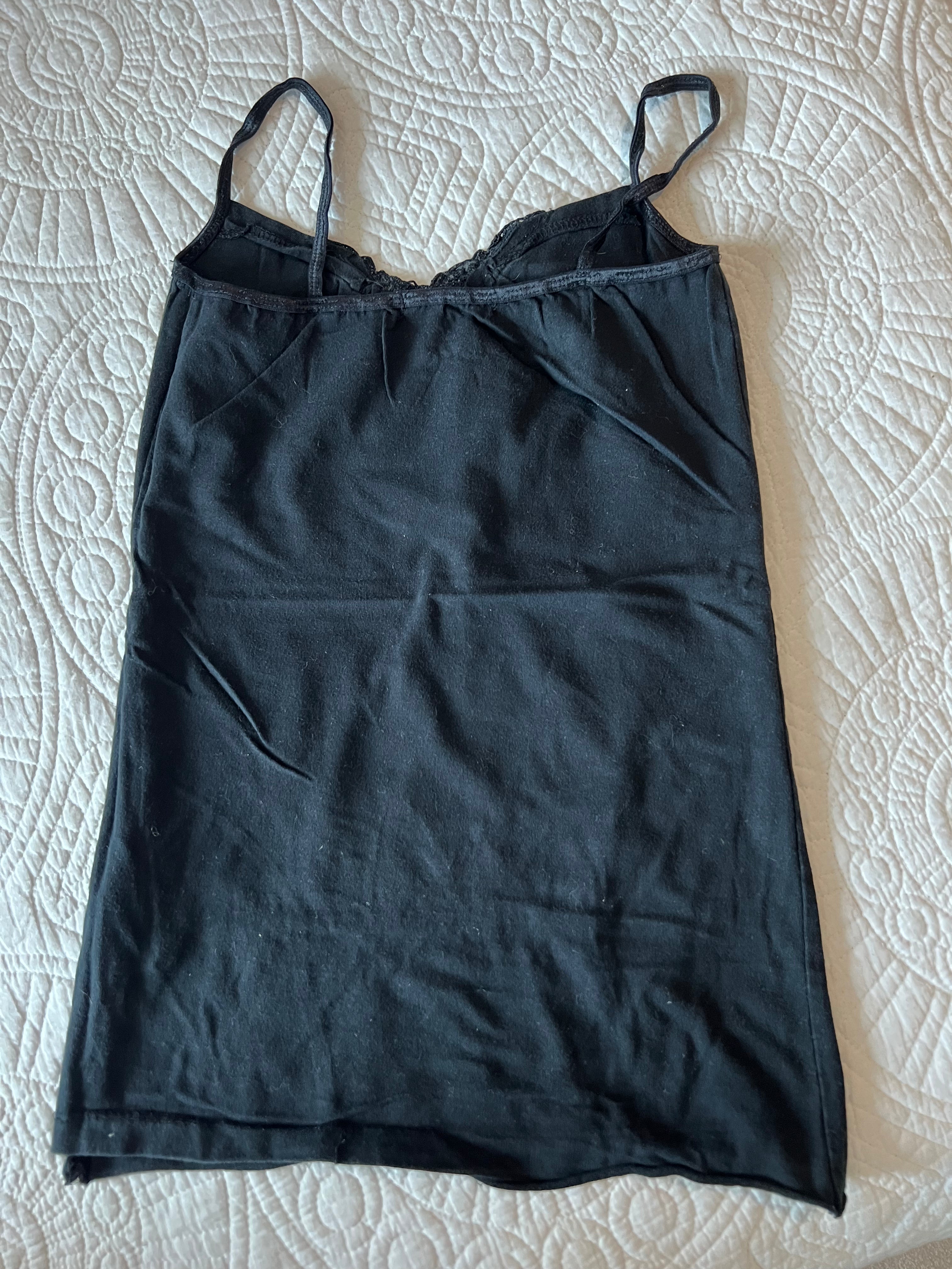 Black spagetti strap tank top / Lace detail