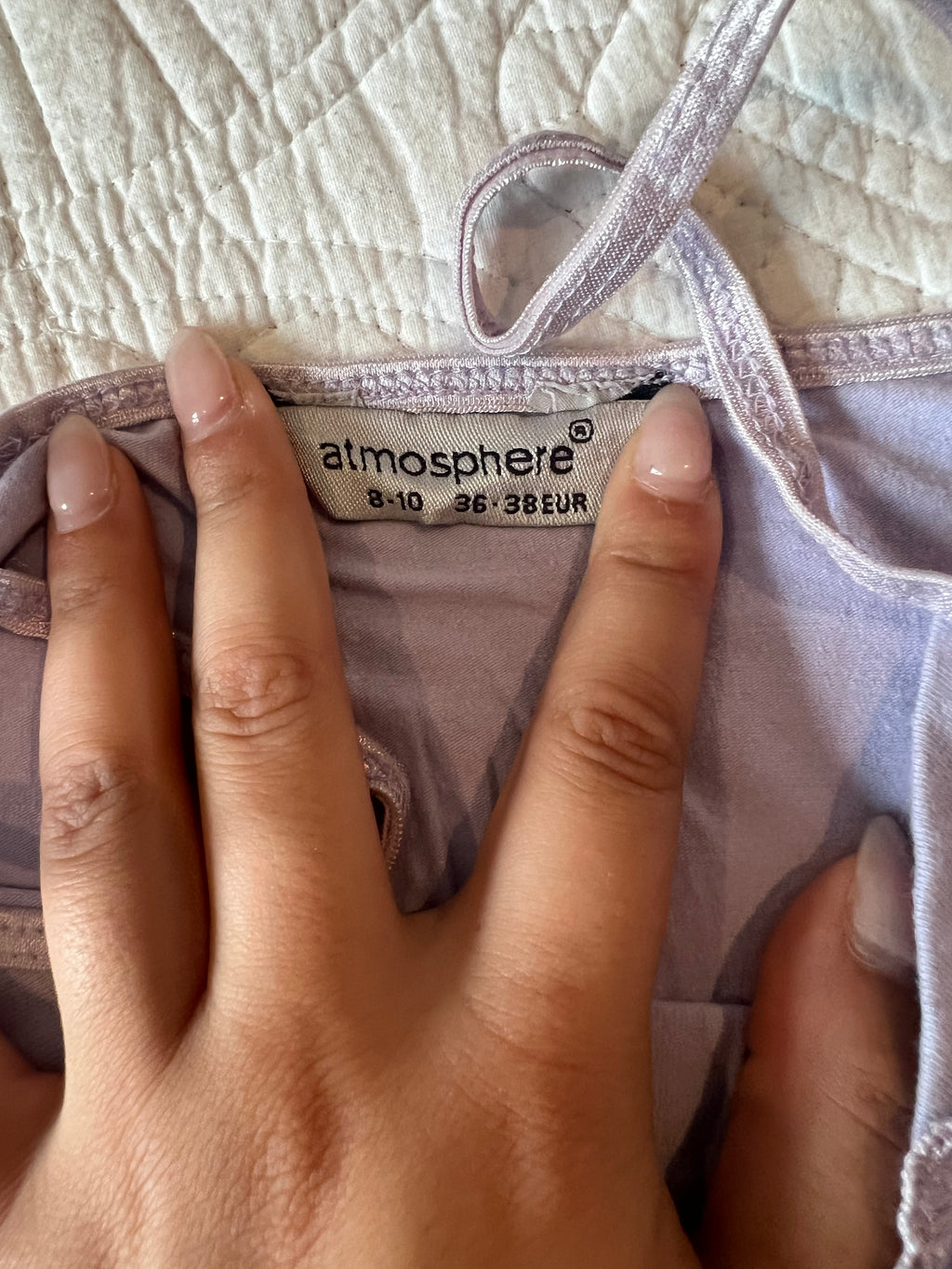 Lilac spagetti strap tank top / Lace detail