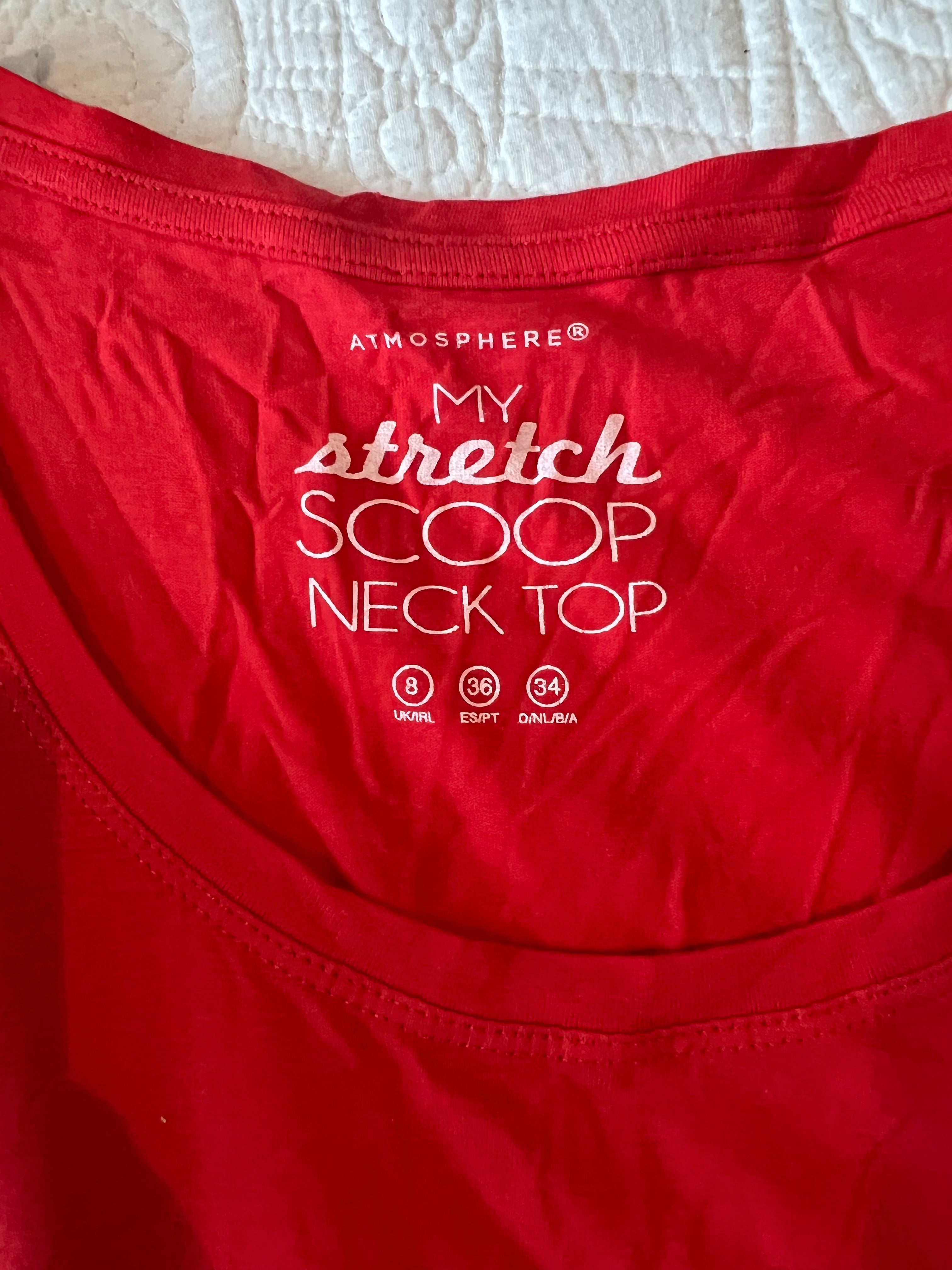 Red long sleeve scoop neck top