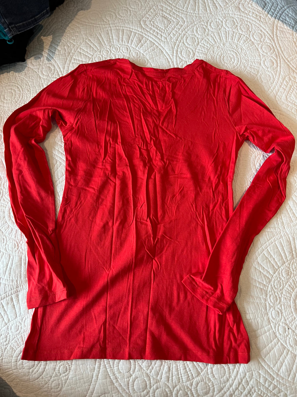 Red long sleeve scoop neck top