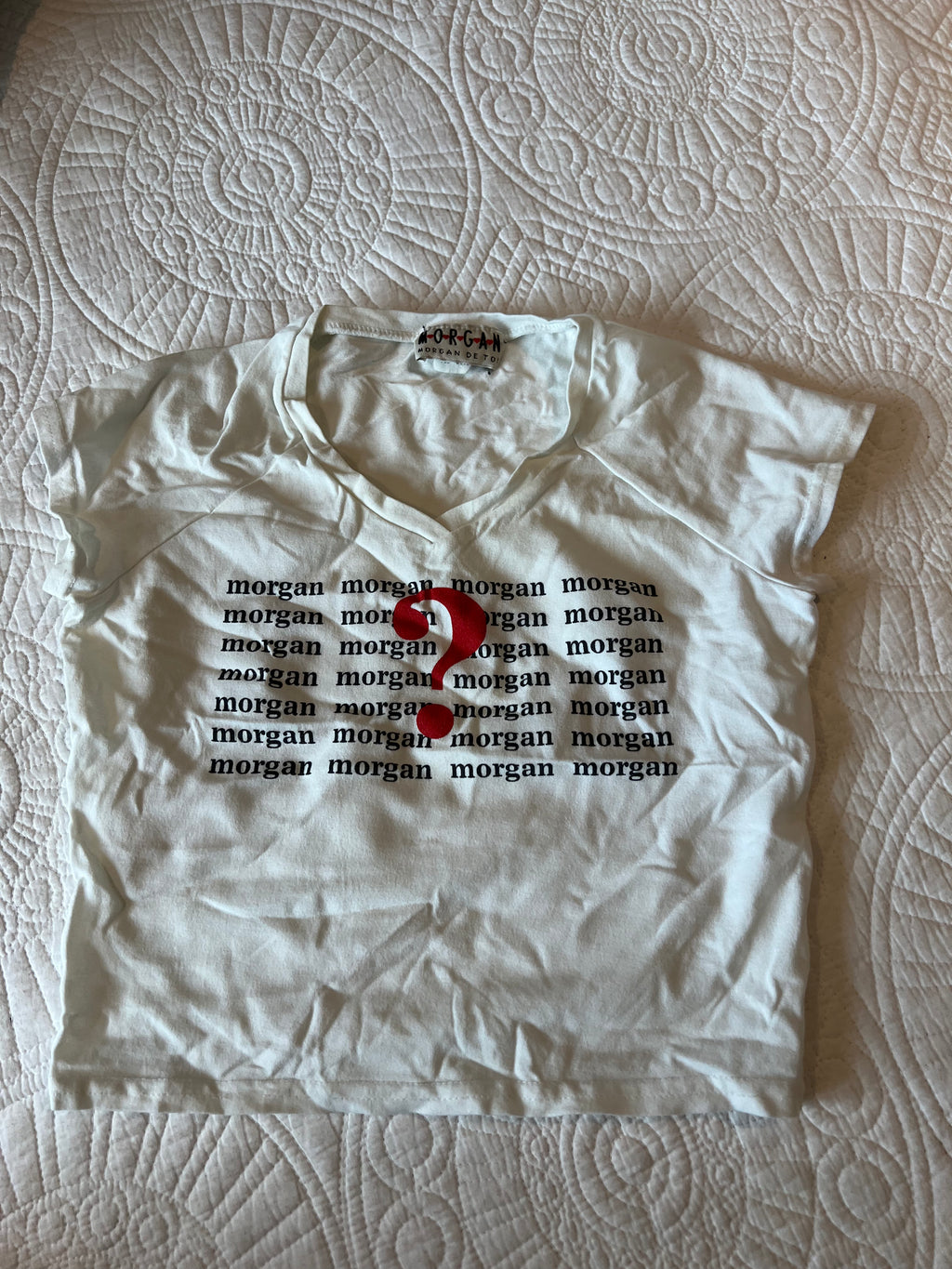 White morgan crop top