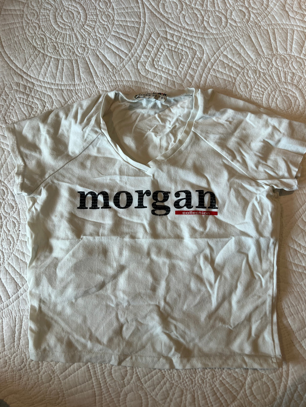 White morgan crop top