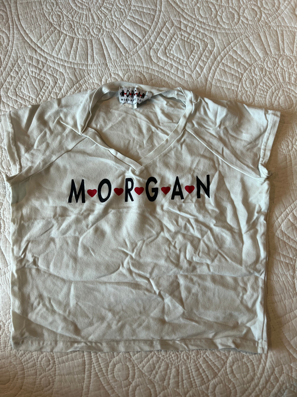 White morgan crop top