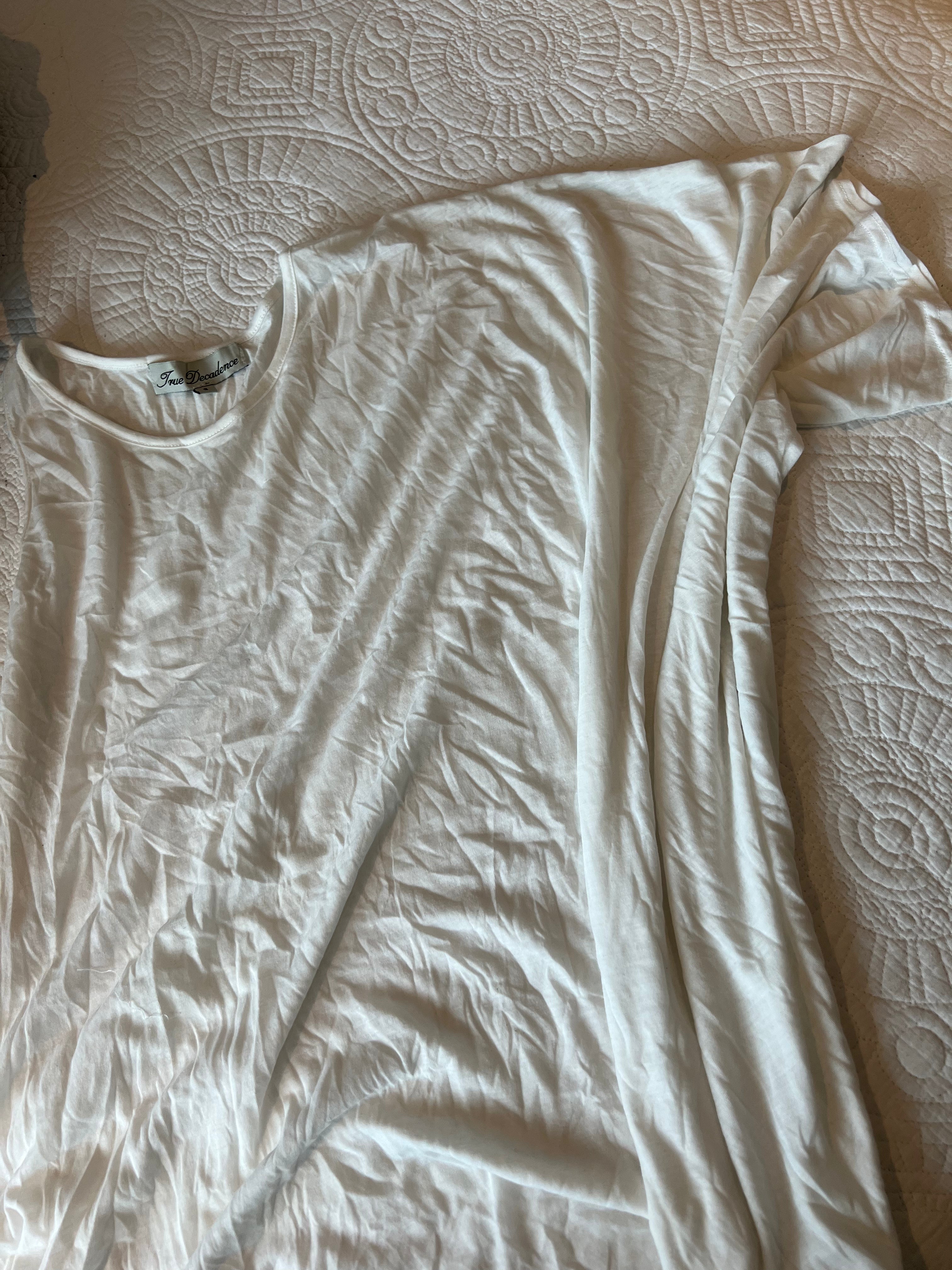 Aysymmetrical oversized white tee