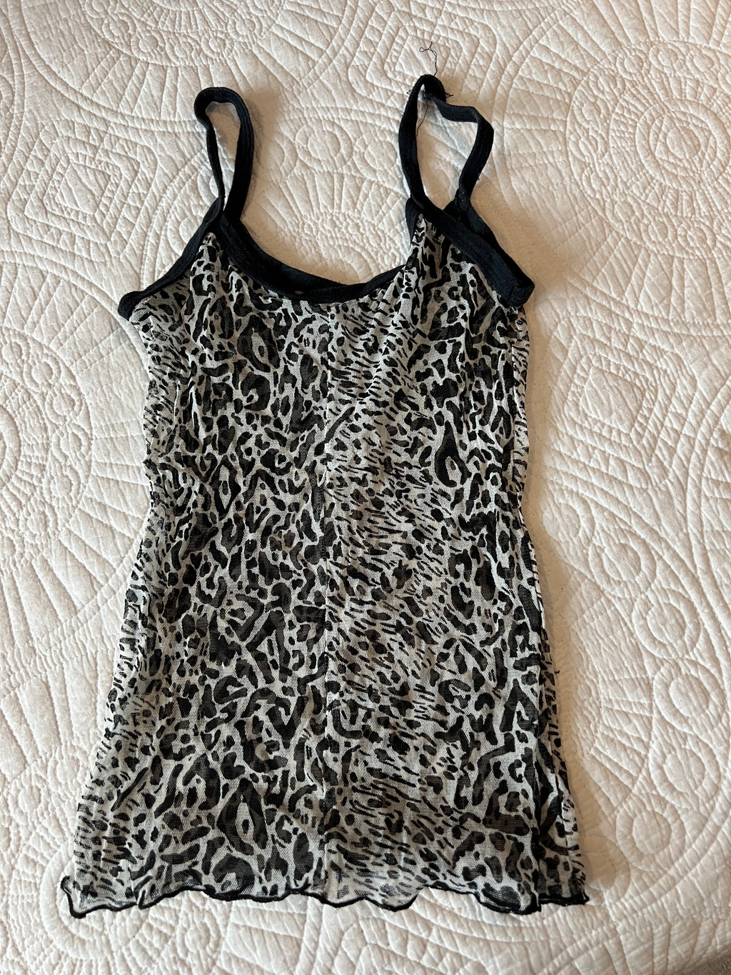 Sheer black and white leapord print top