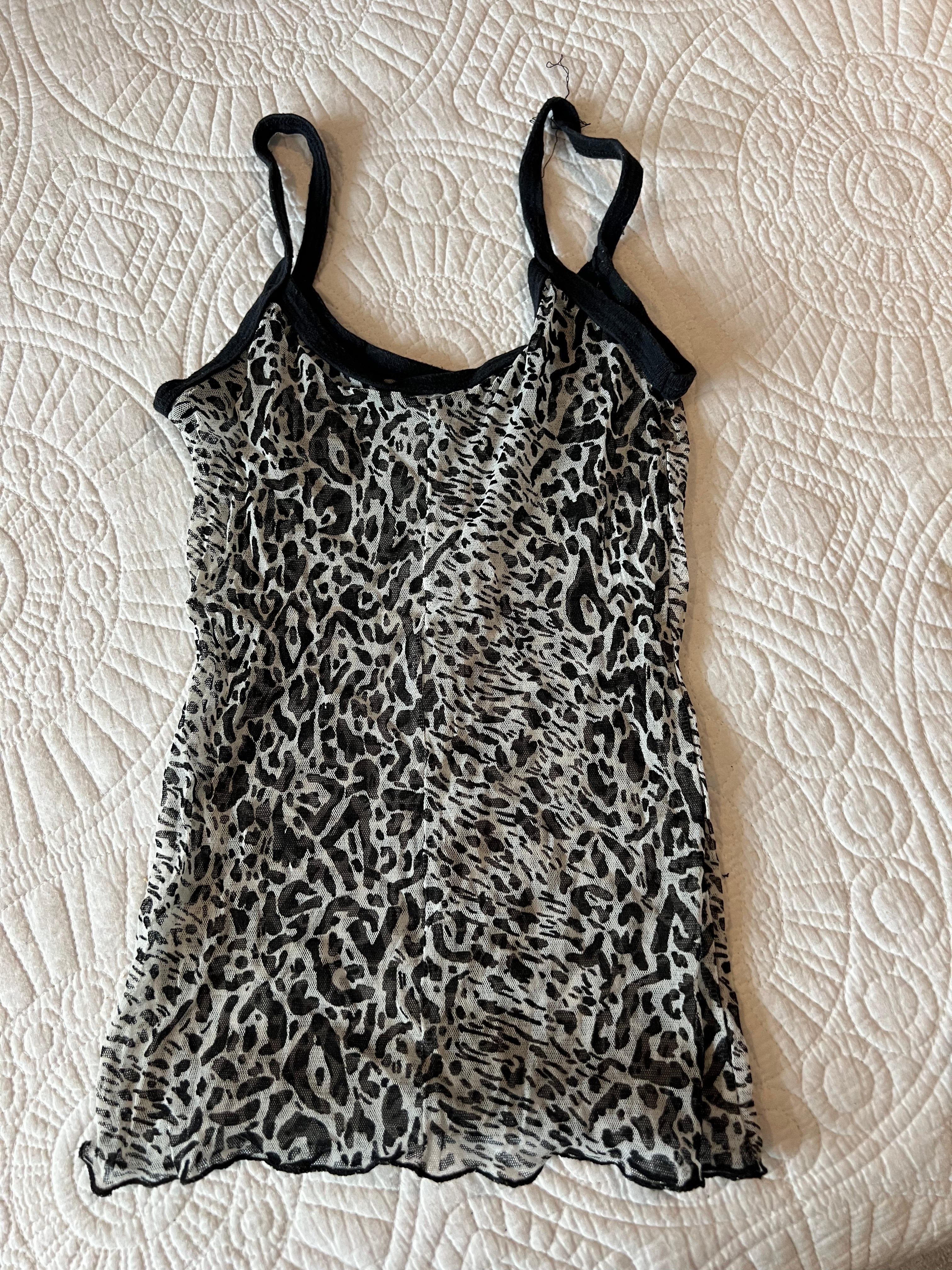 Sheer black and white leapord print top