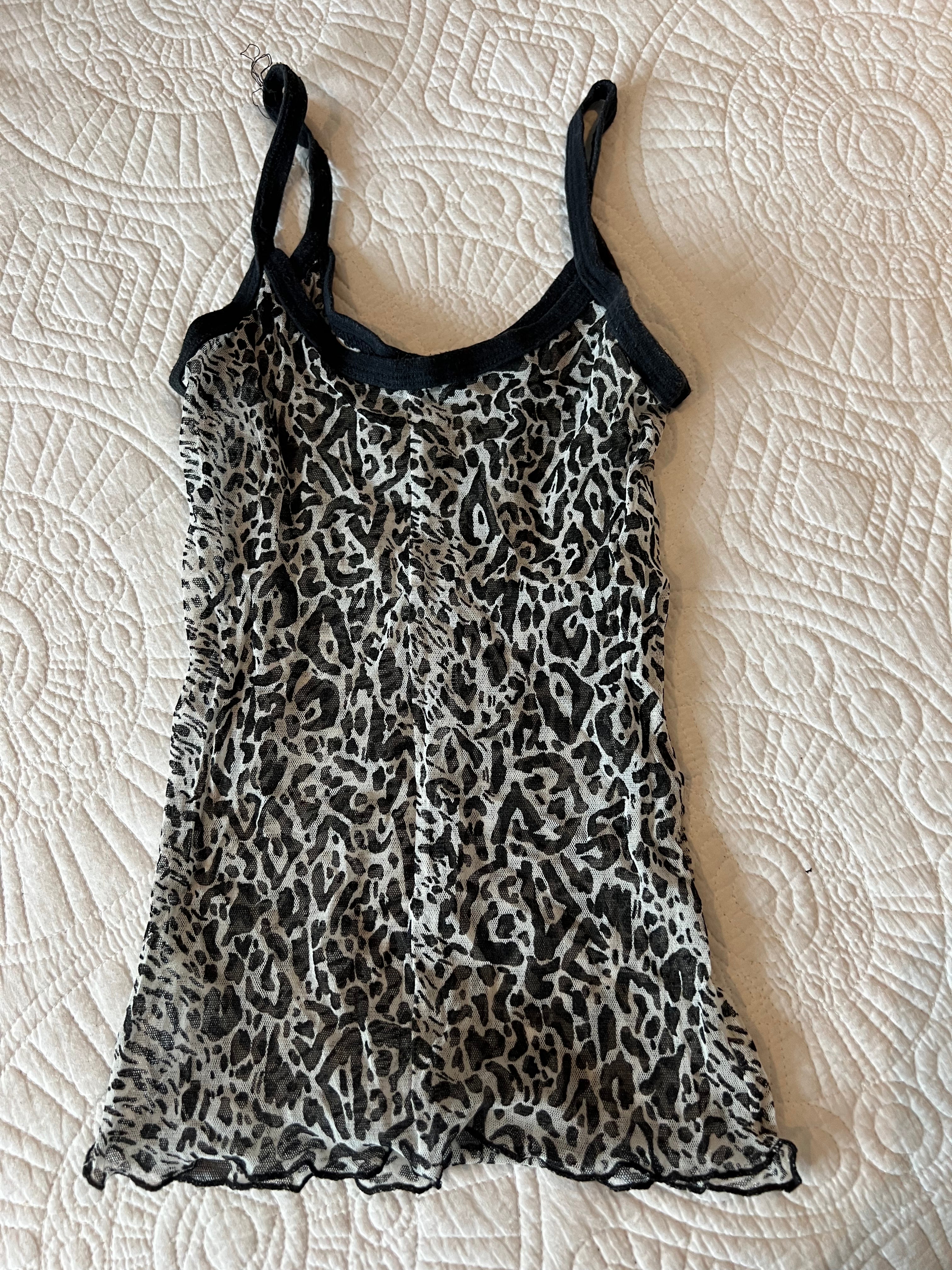 Sheer black and white leapord print top