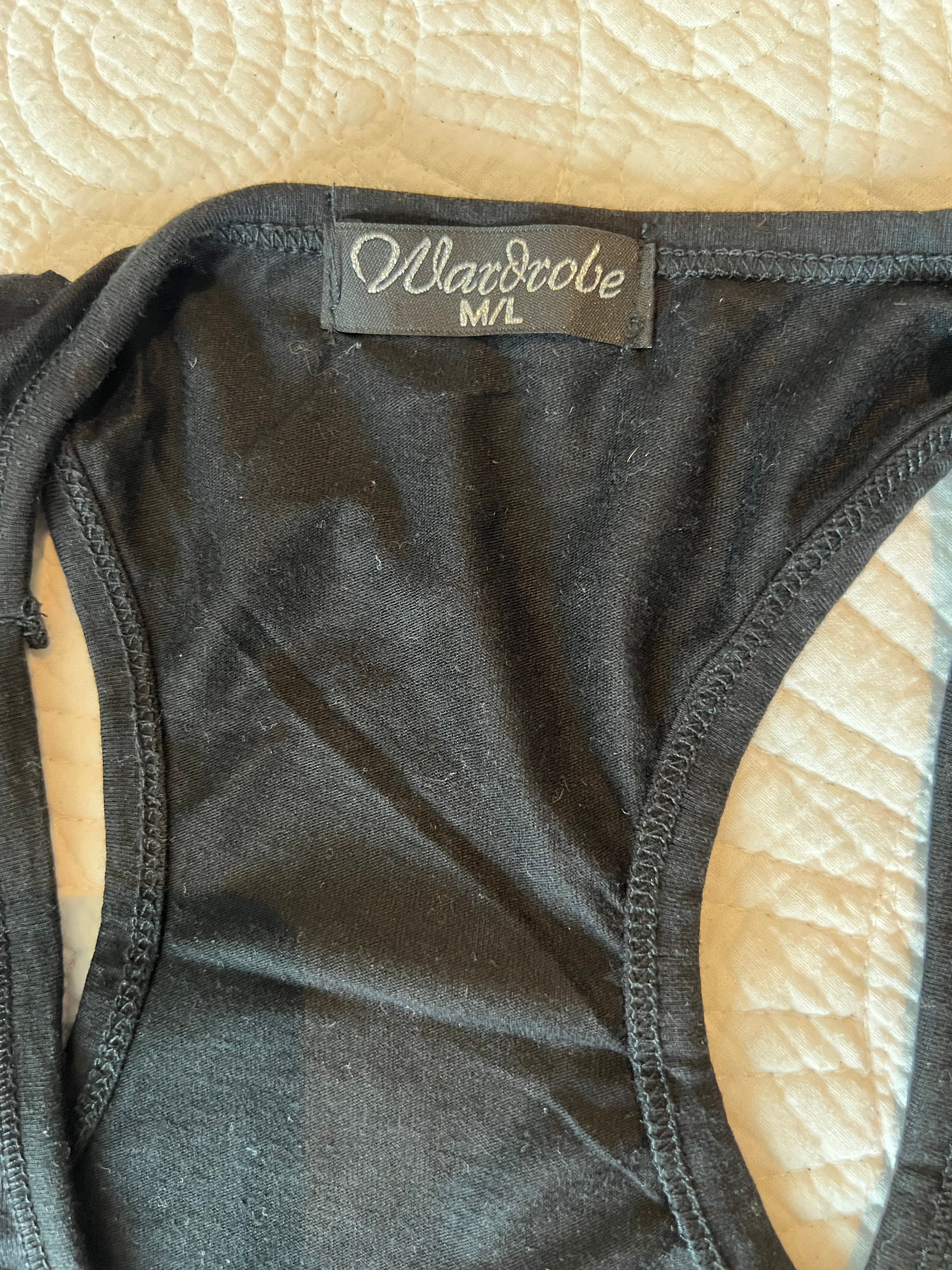 Black button detail long tank top, size M - L