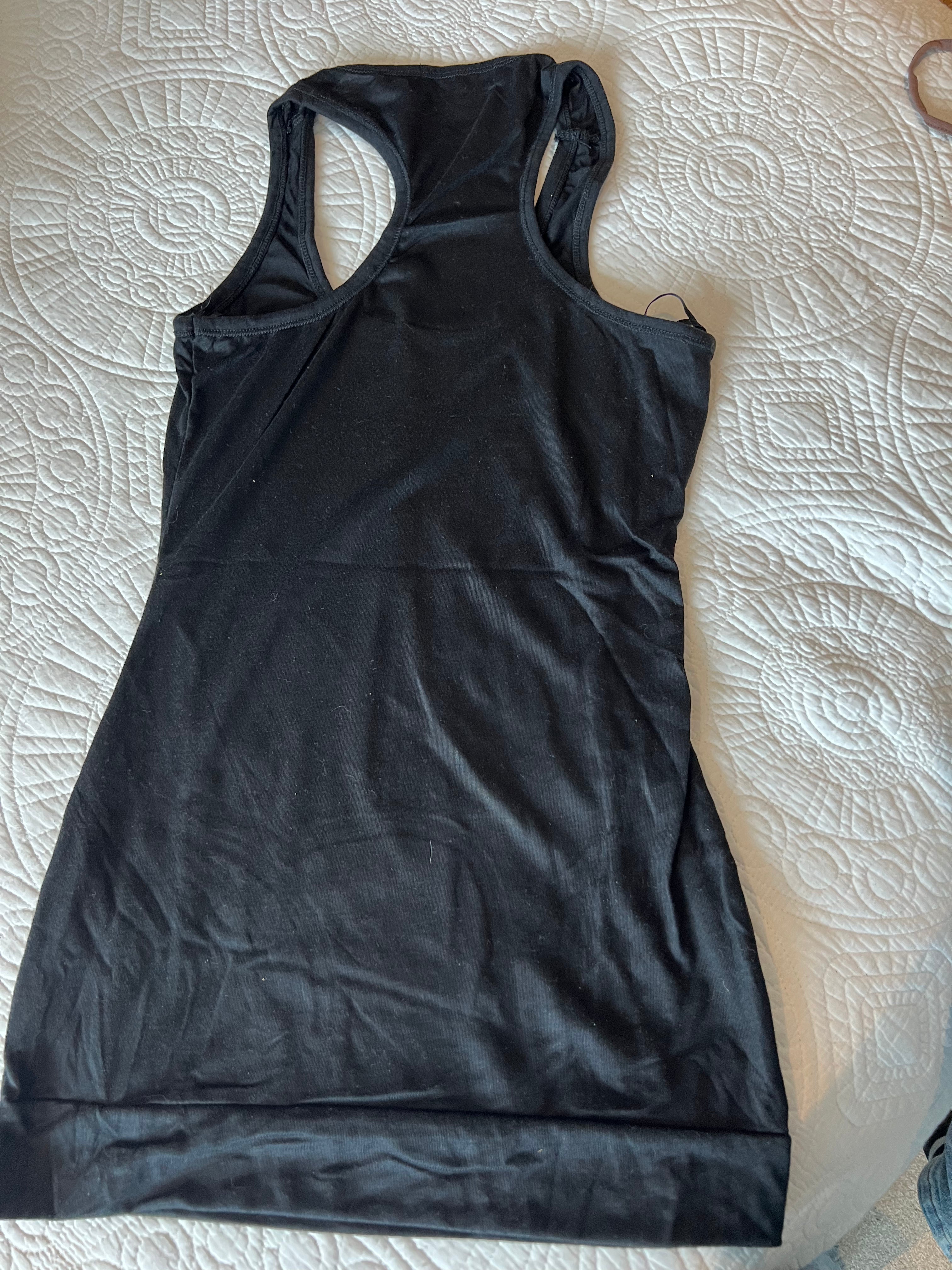 Black button detail long tank top, size M - L