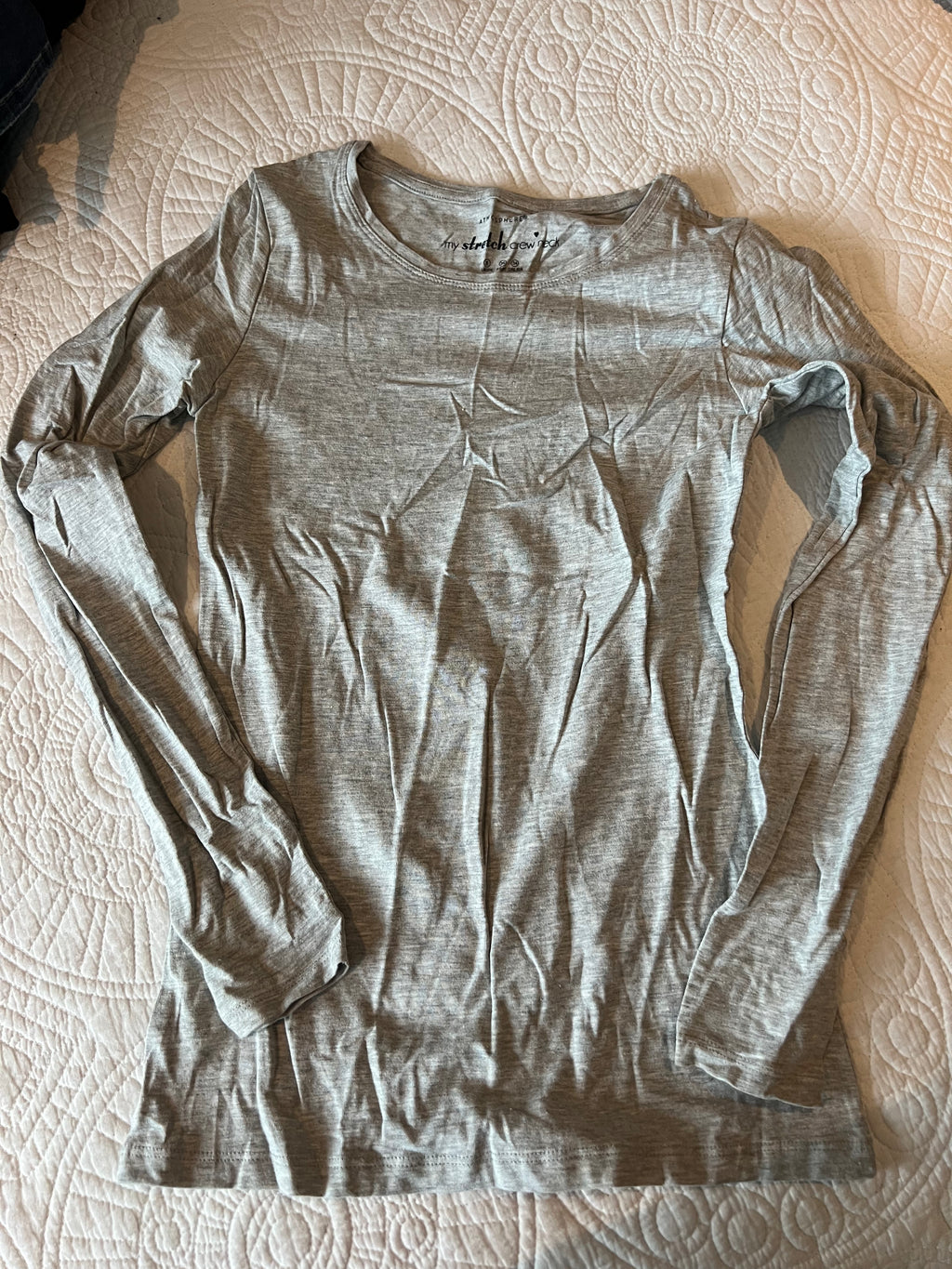 Grey long sleeve crew neck top