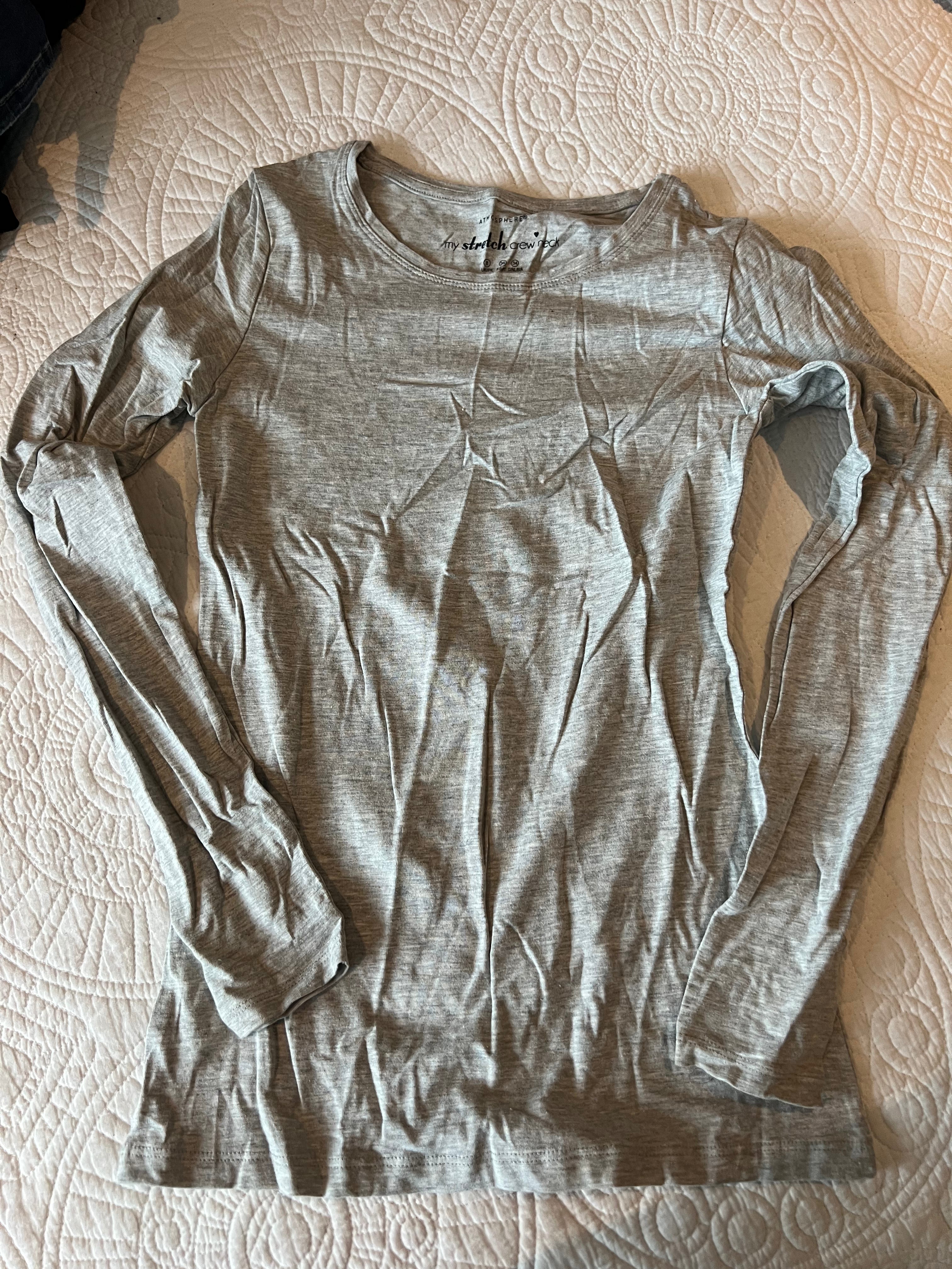 Grey long sleeve crew neck top