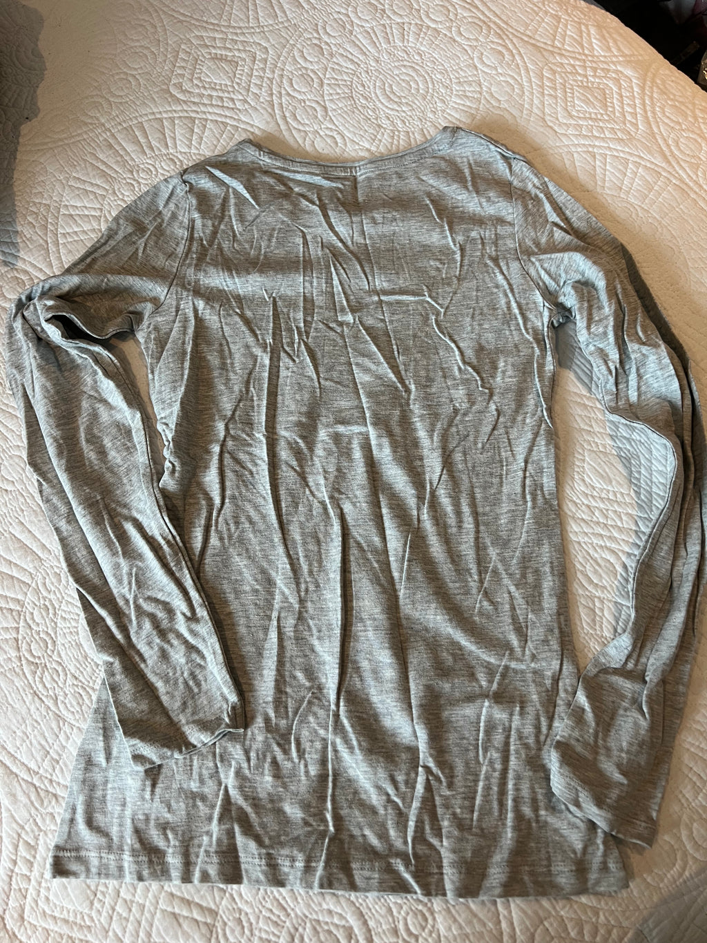 Grey long sleeve crew neck top