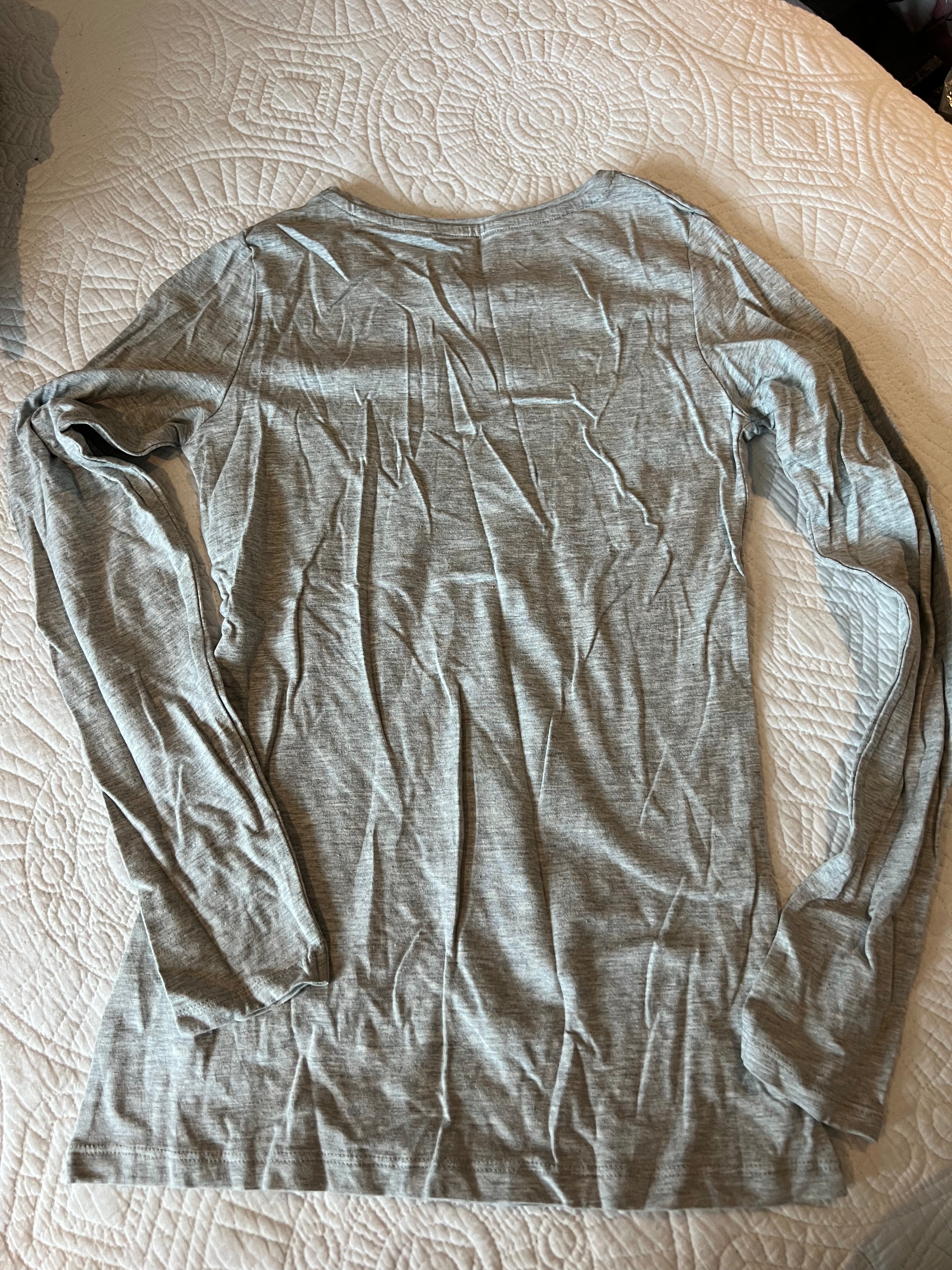 Grey long sleeve crew neck top