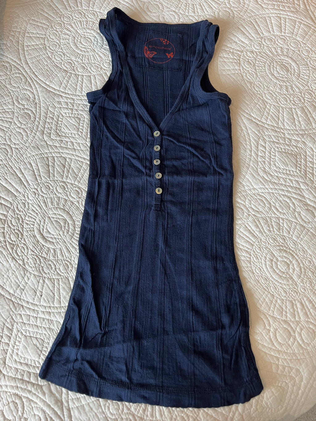 Long style navy blue tank top