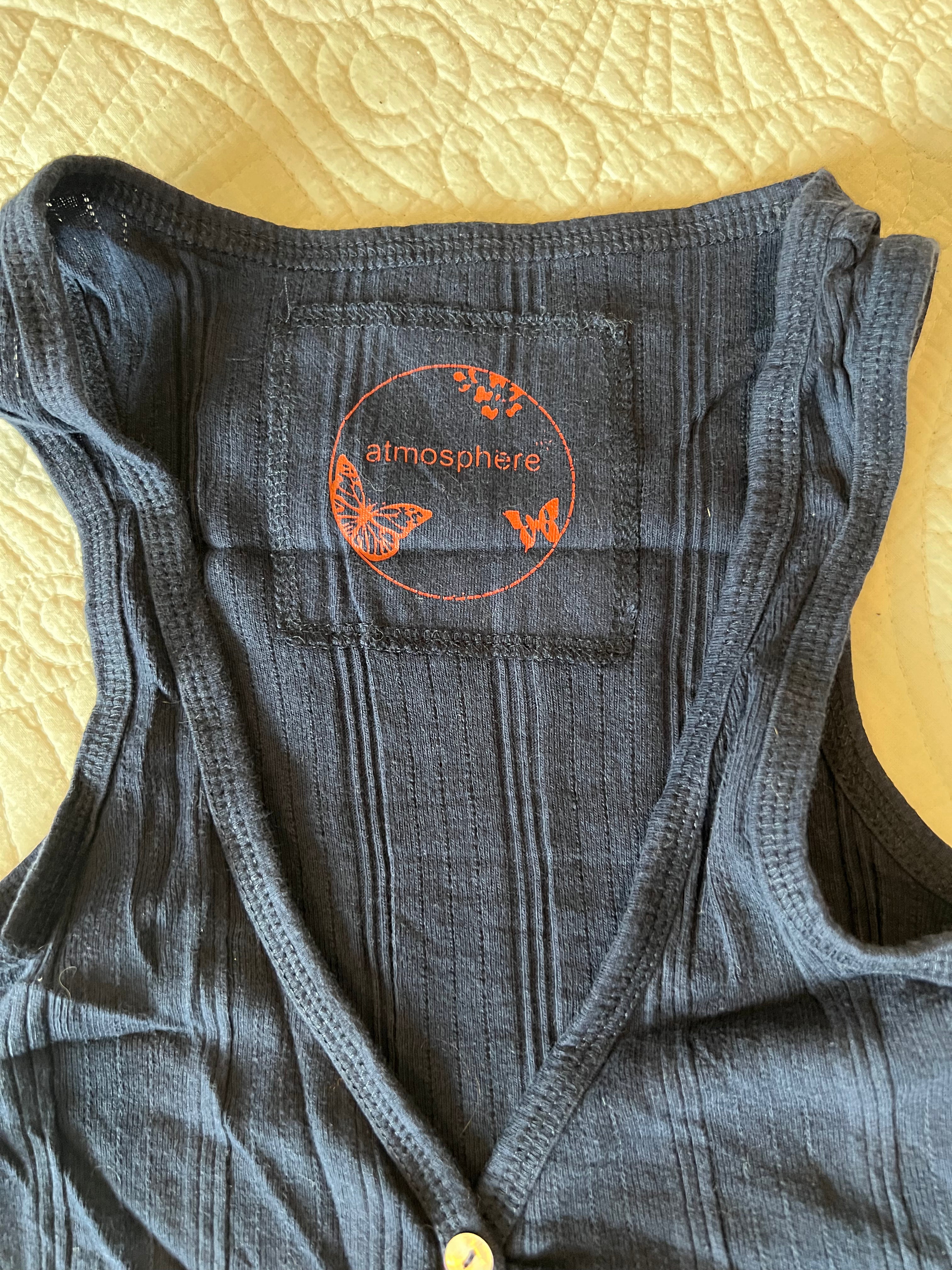 Long style navy blue tank top
