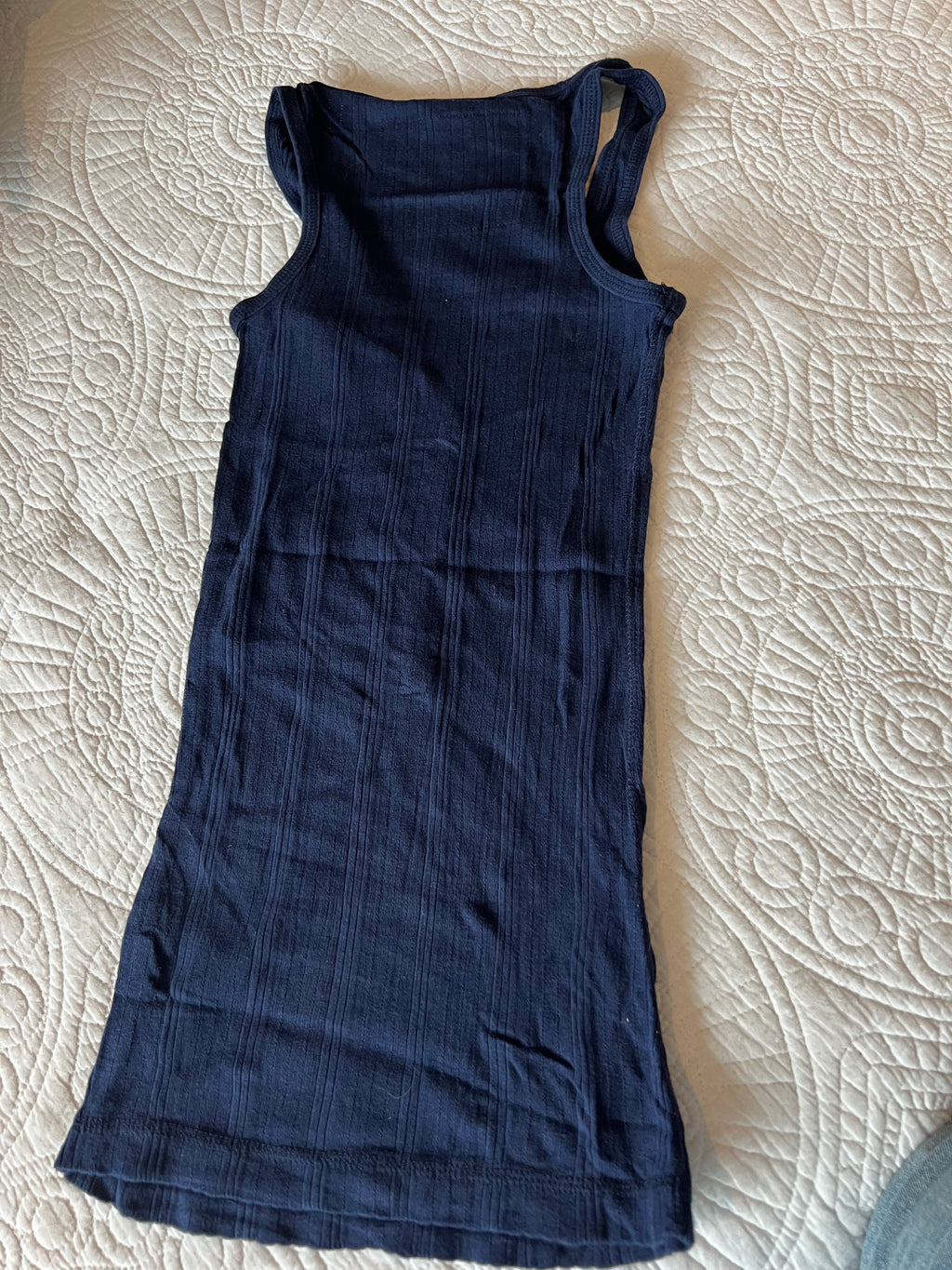 Long style navy blue tank top