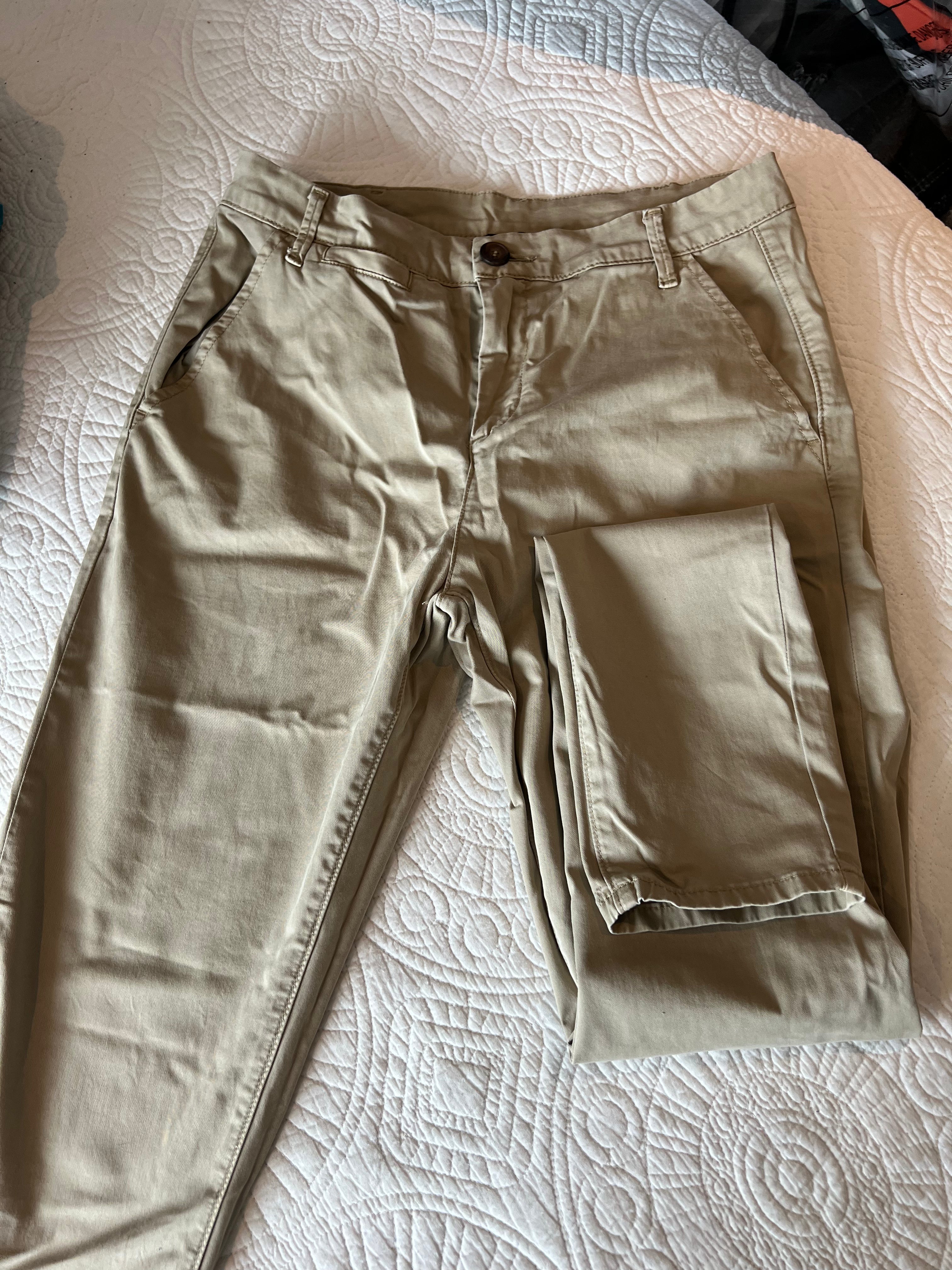 Khaki / beige trousers / tall / straight leg