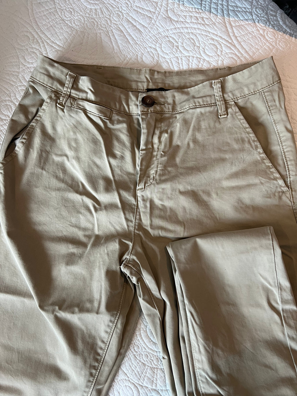 Khaki / beige trousers / tall / straight leg