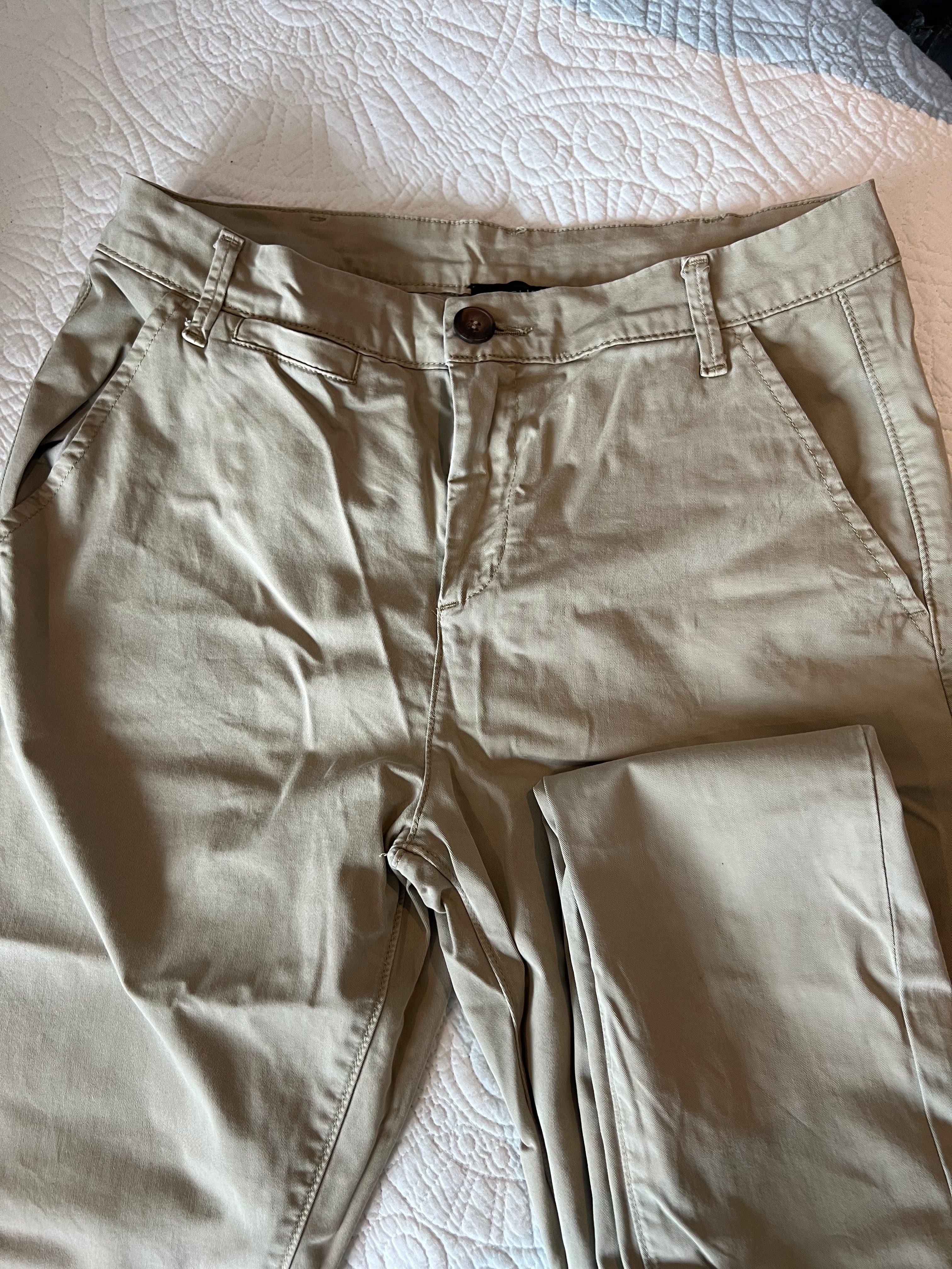 Khaki / beige trousers / tall / straight leg
