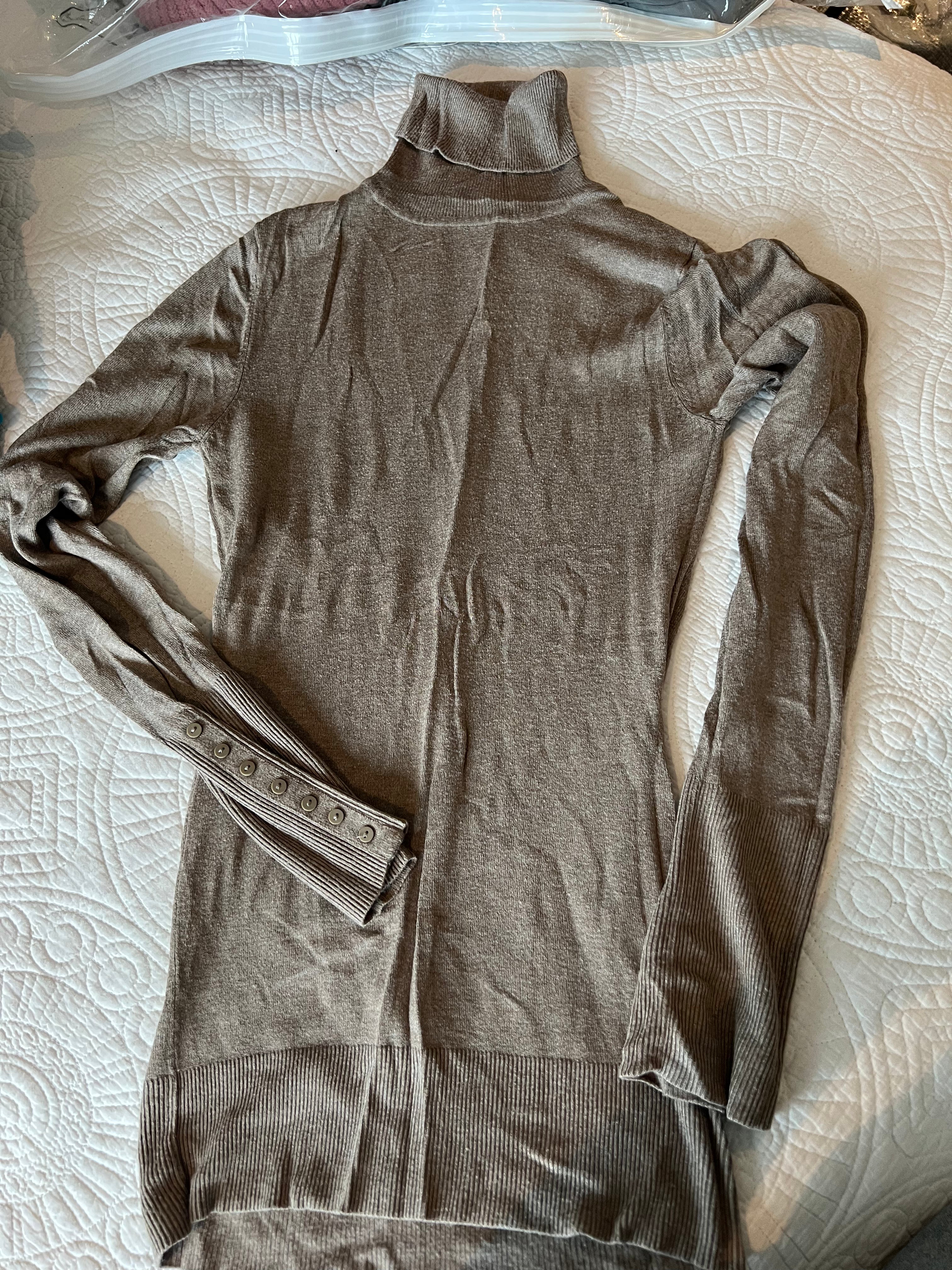Long beige turtle neck top