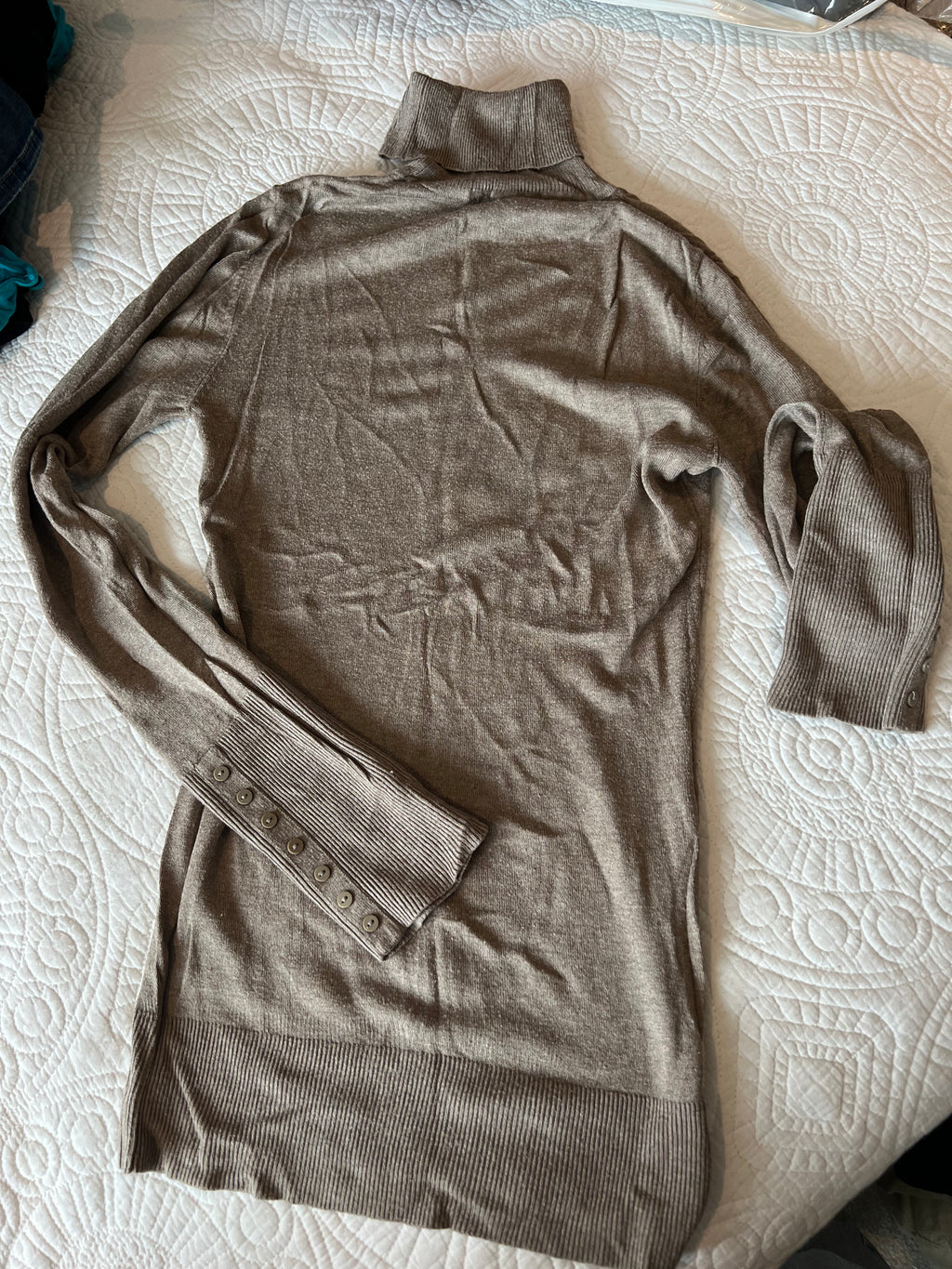 Long beige turtle neck top
