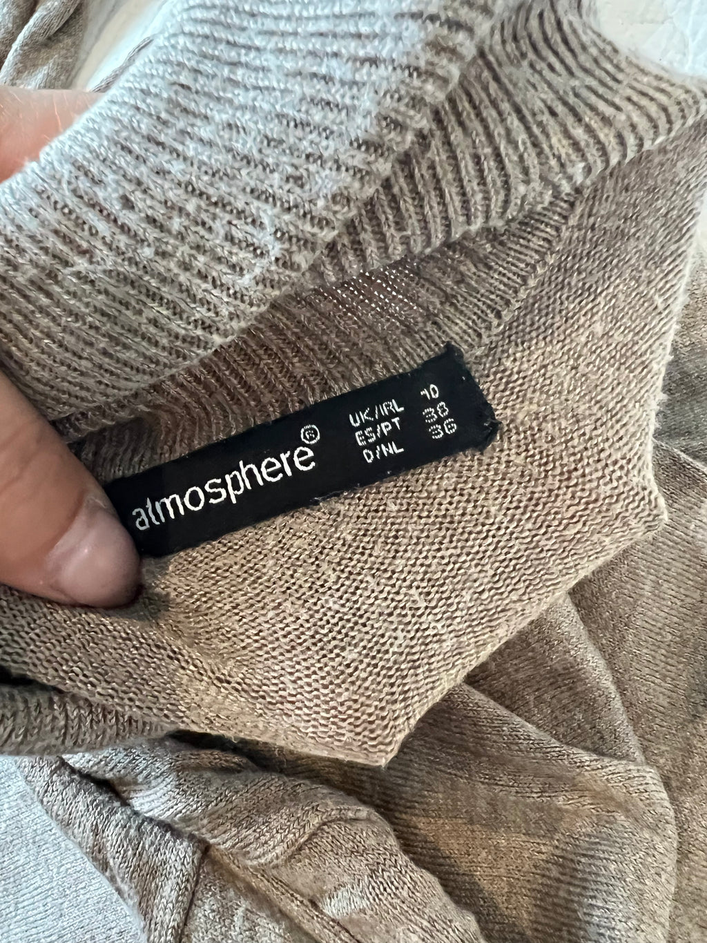 Long beige turtle neck top