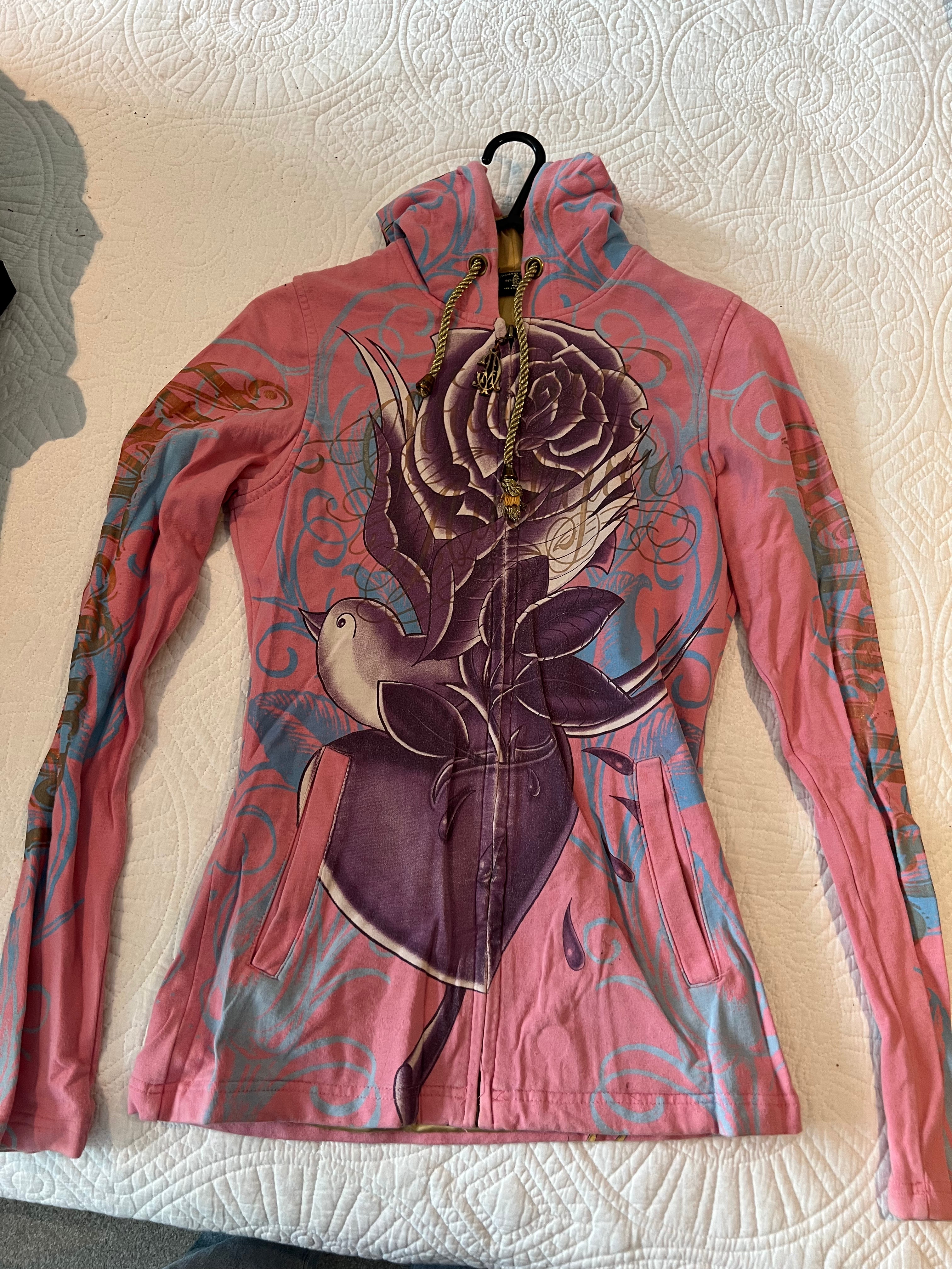 Ed Hardy Pink / multiple colour zip up hoodie