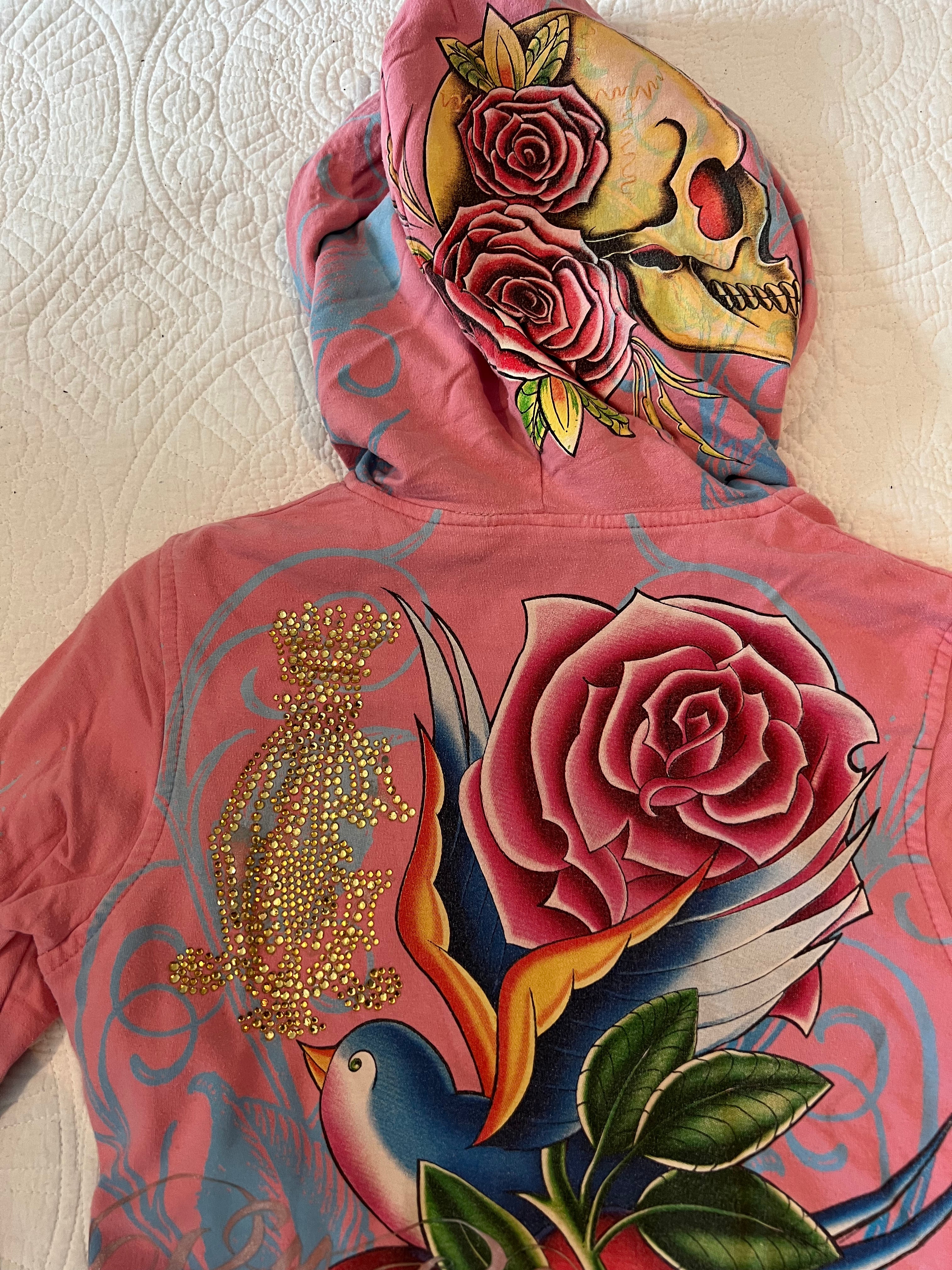 Ed Hardy Pink / multiple colour zip up hoodie