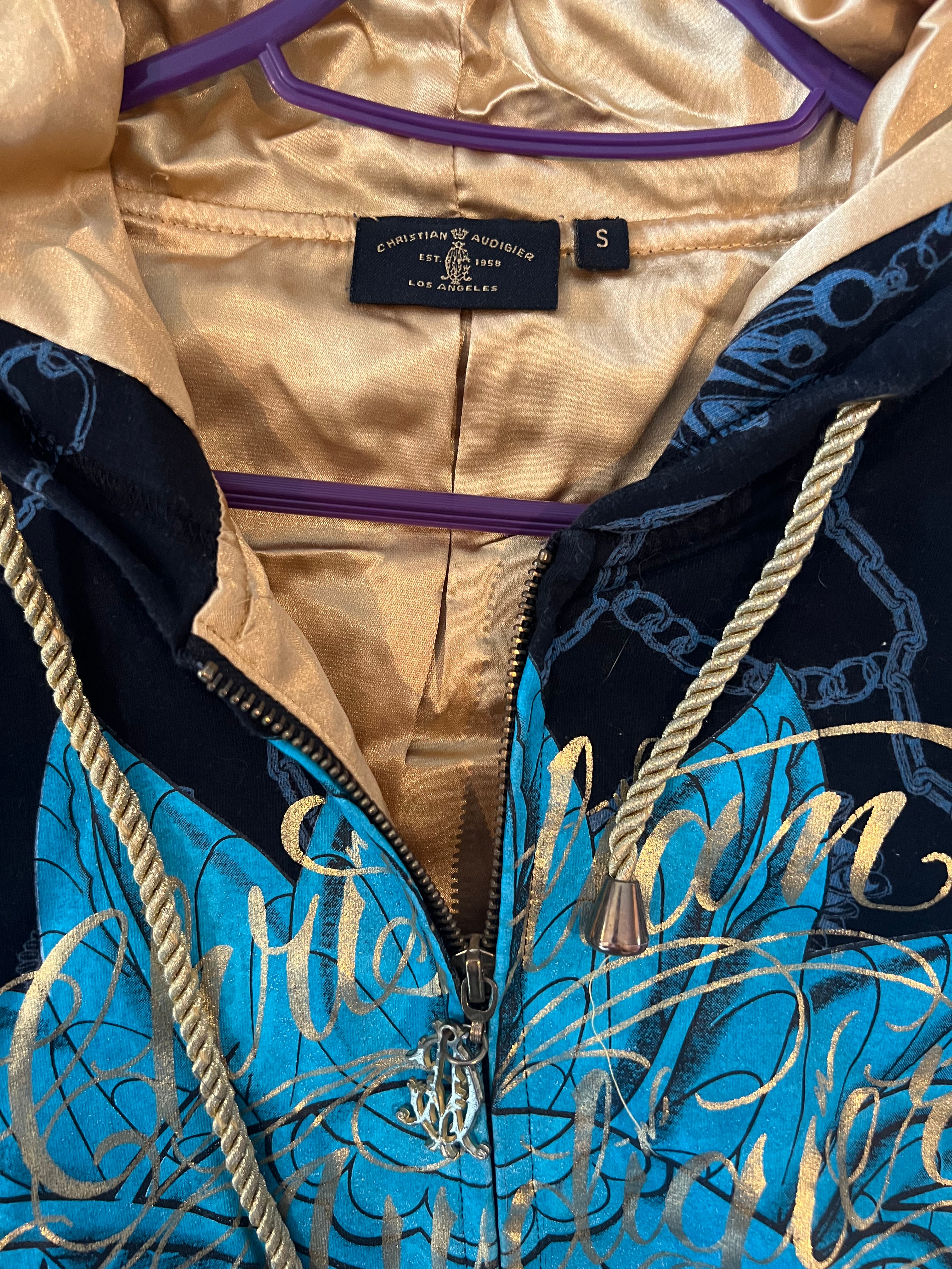 Ed Hardy Black, blue / multiple colour zip up hoodie
