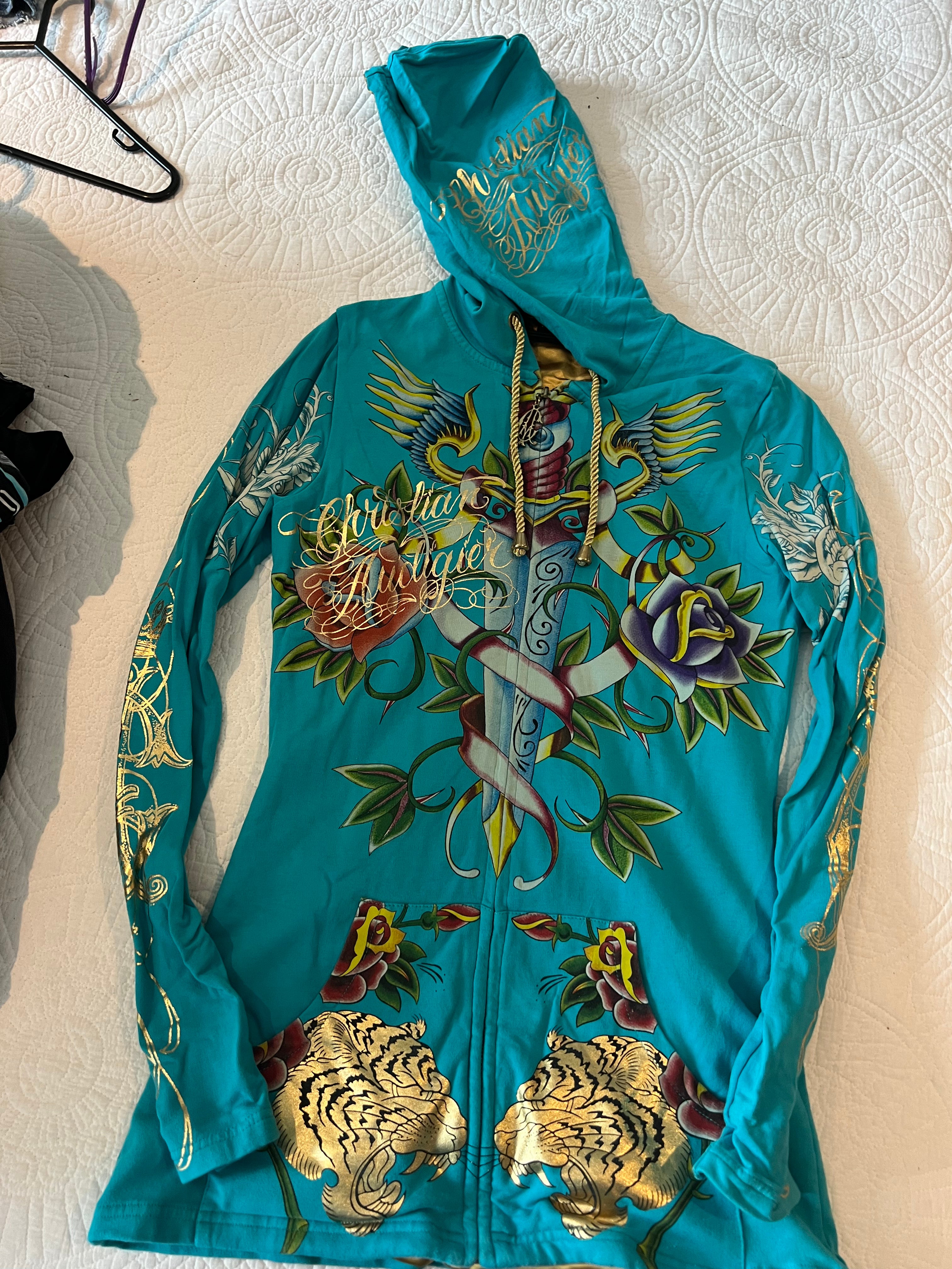 Ed Hardy Blue / multiple colour zip up hoodie