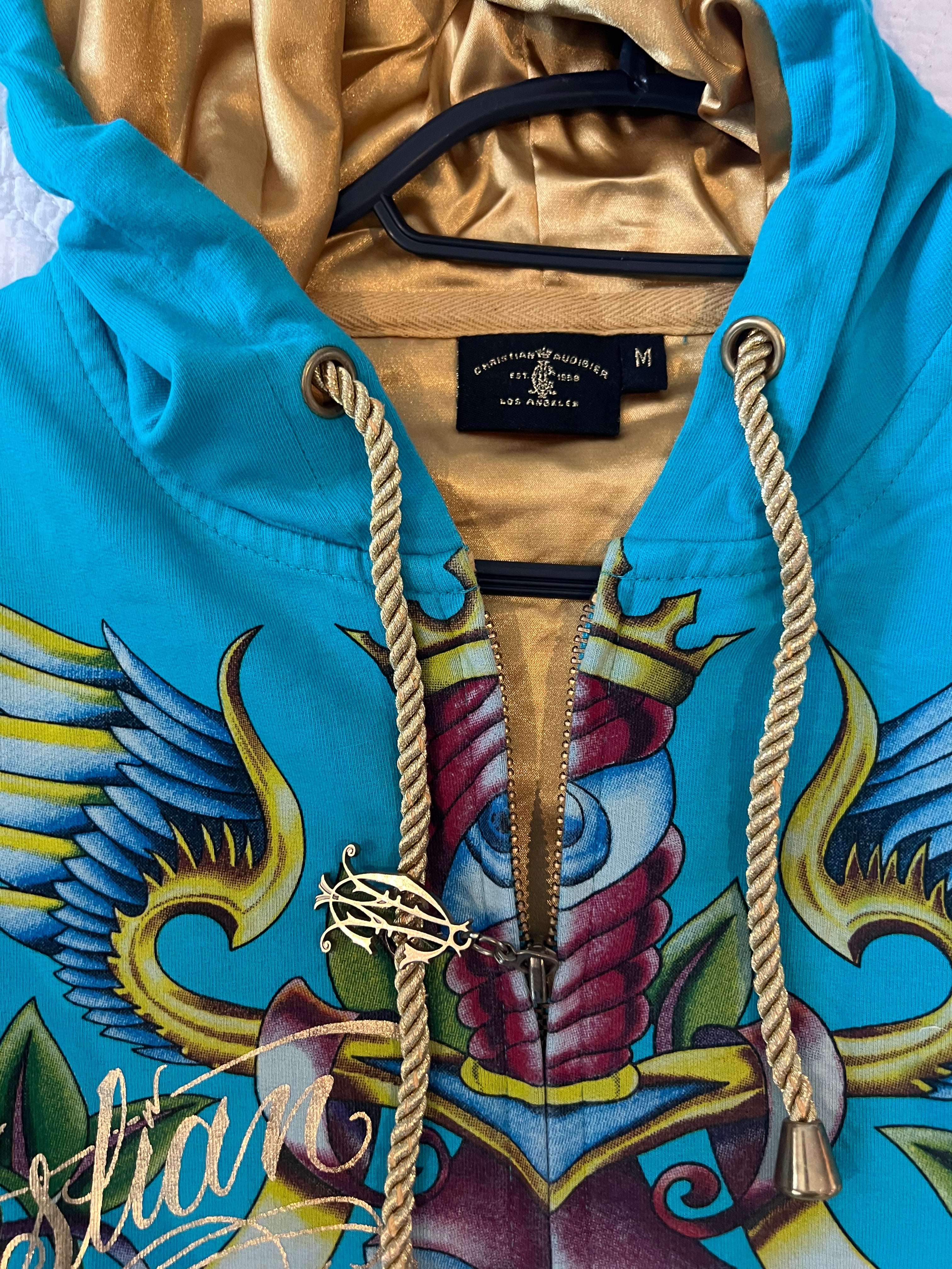 Ed Hardy Blue / multiple colour zip up hoodie