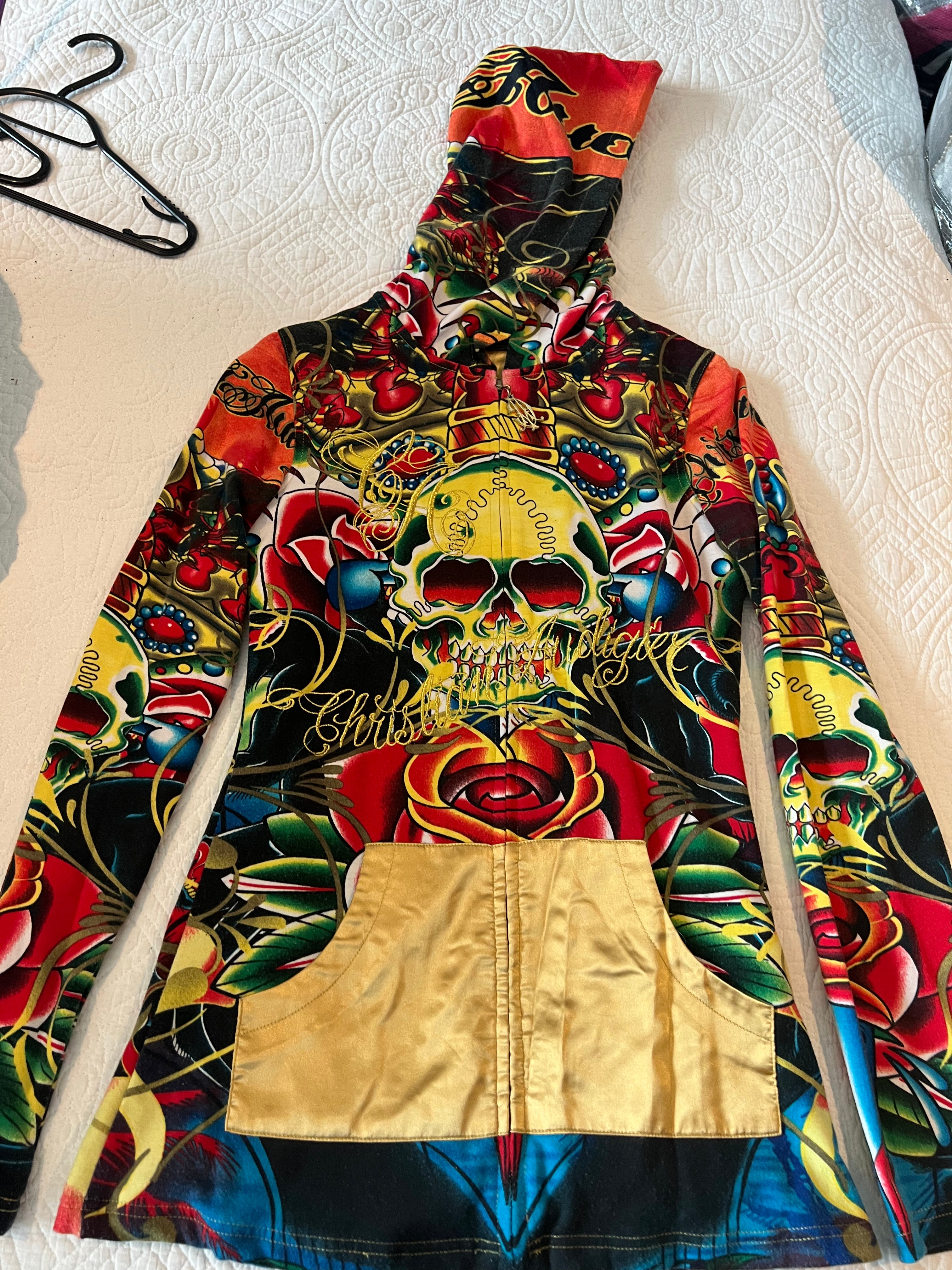 Ed Hardy Red / multiple colour zip up hoodie