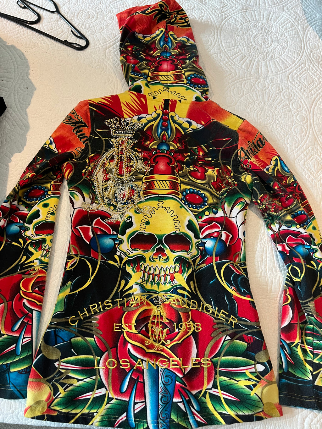 Ed Hardy Red / multiple colour zip up hoodie