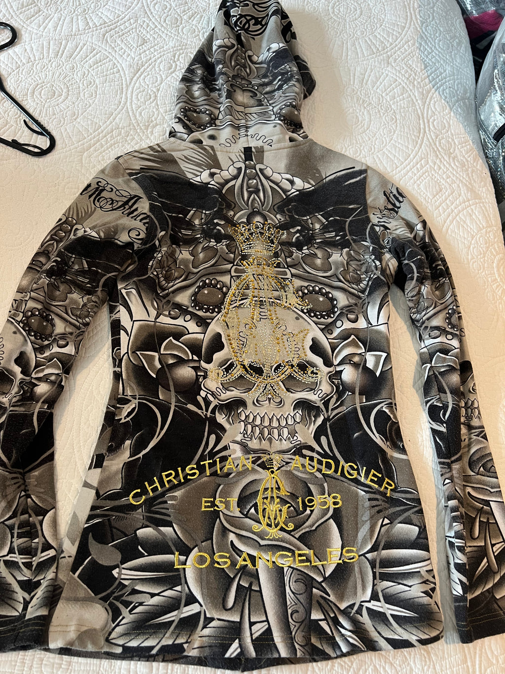 Ed Hardy Grey / multiple colour zip up hoodie