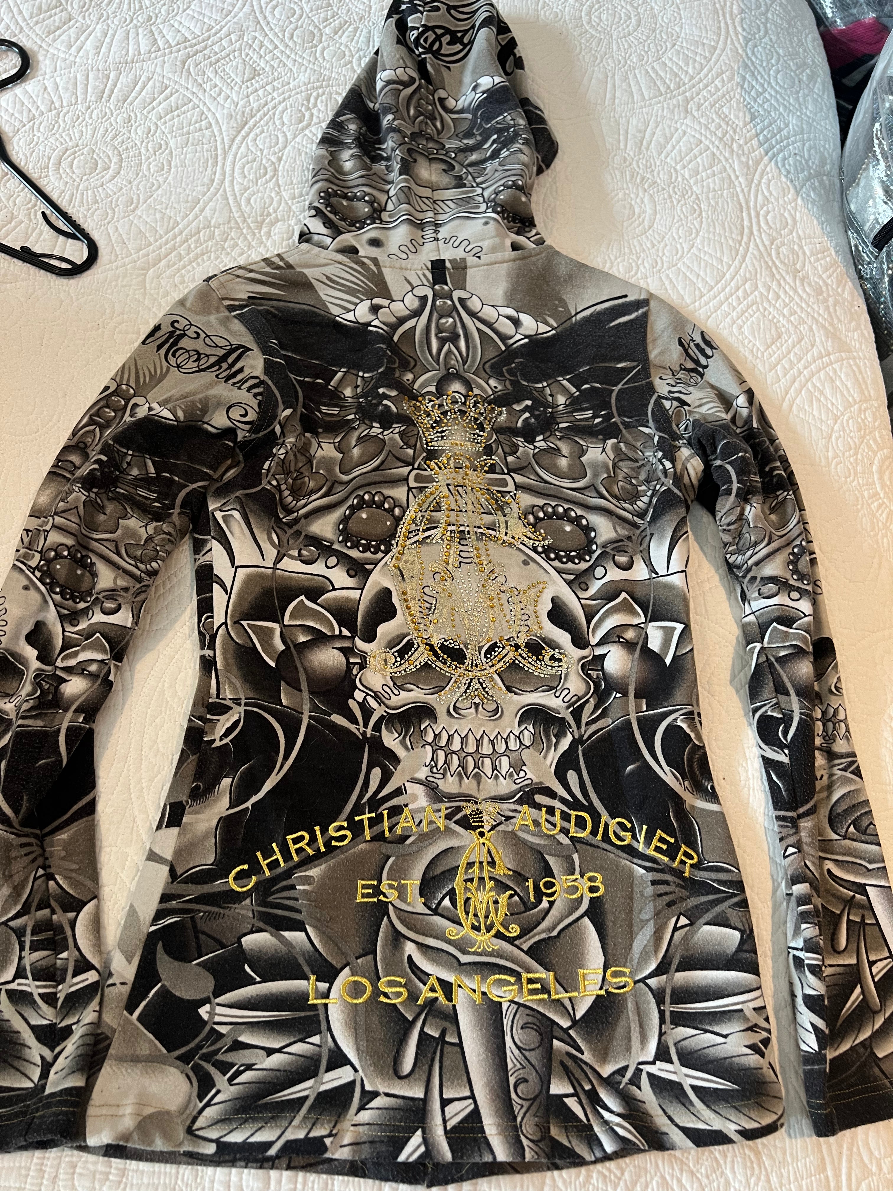 Ed Hardy Grey / multiple colour zip up hoodie