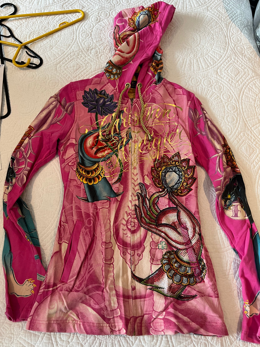 Ed Hardy Pink / multiple colour zip up hoodie