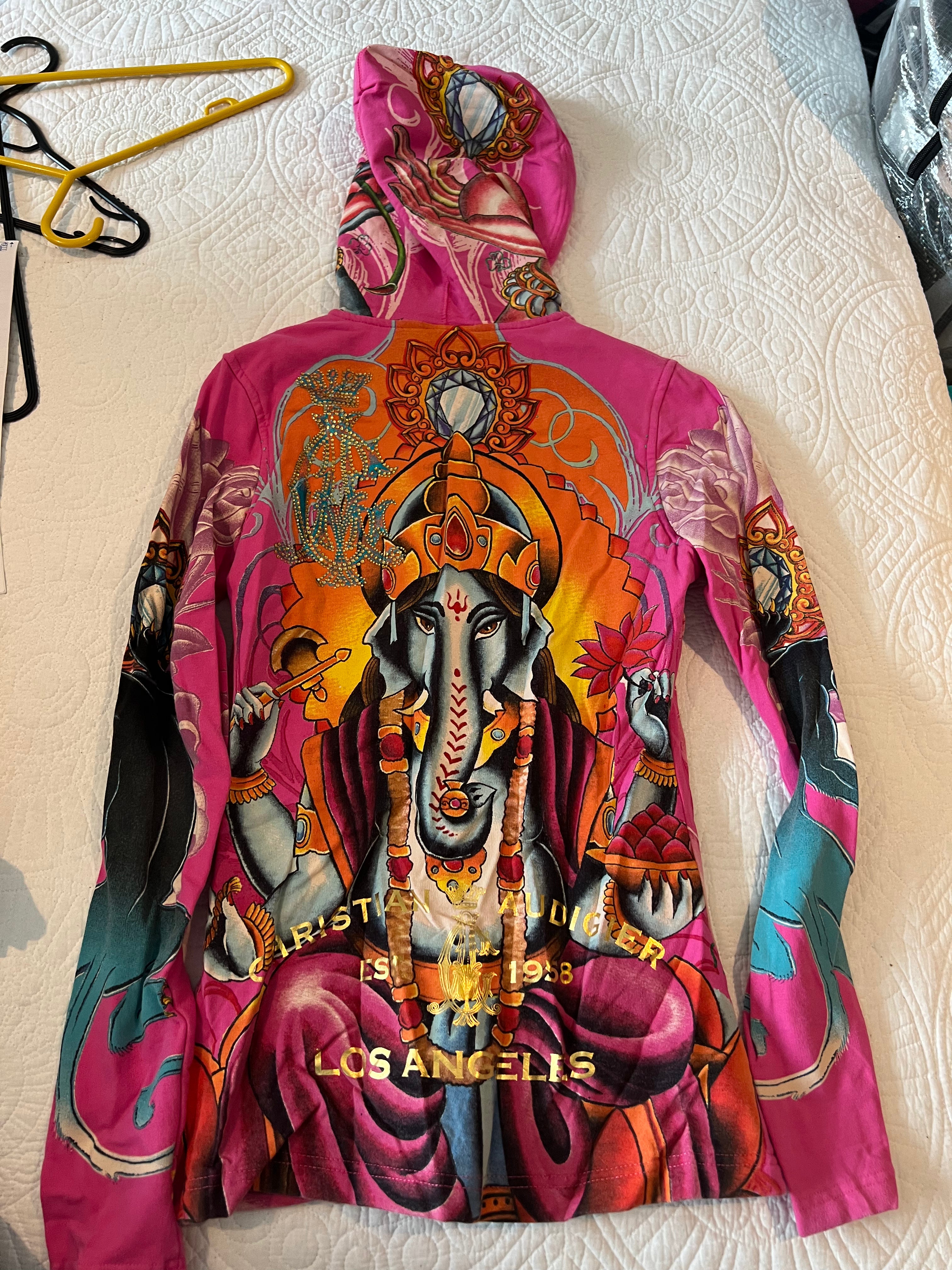 Ed Hardy Pink / multiple colour zip up hoodie