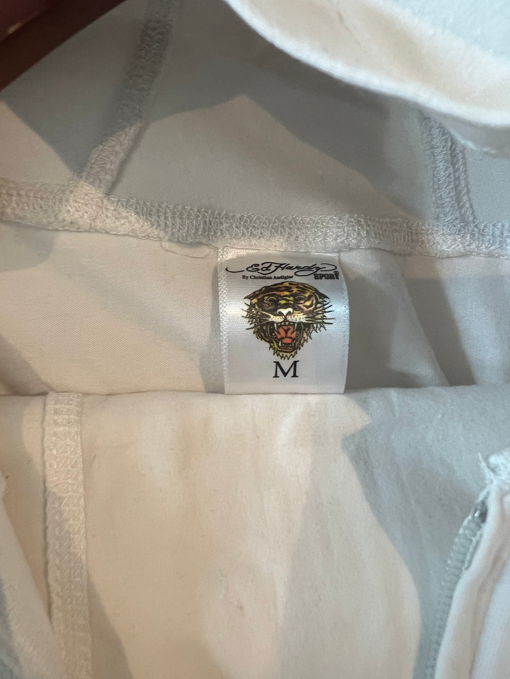 Ed Hardy White zip up hoodie and trouser two piece set